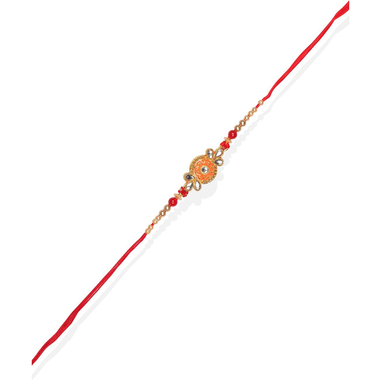 Accessher Traditional Gold Plated Elegant And Stylish Enamel Rakhi For Beloved Brother Pack Of 6 With Roli Kumkum Packets And Happy Rakshabandhan Card