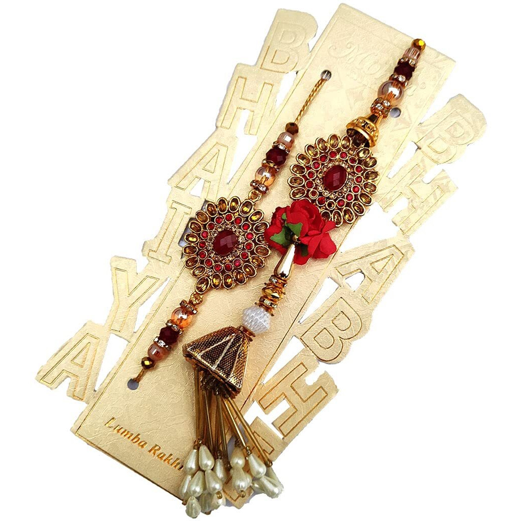 Mancloem Trending Lumba Rakhi For Bhaiya And Bhabhi, Exclusive Rakhi Collection (Heavy Stone Pack Of 1)