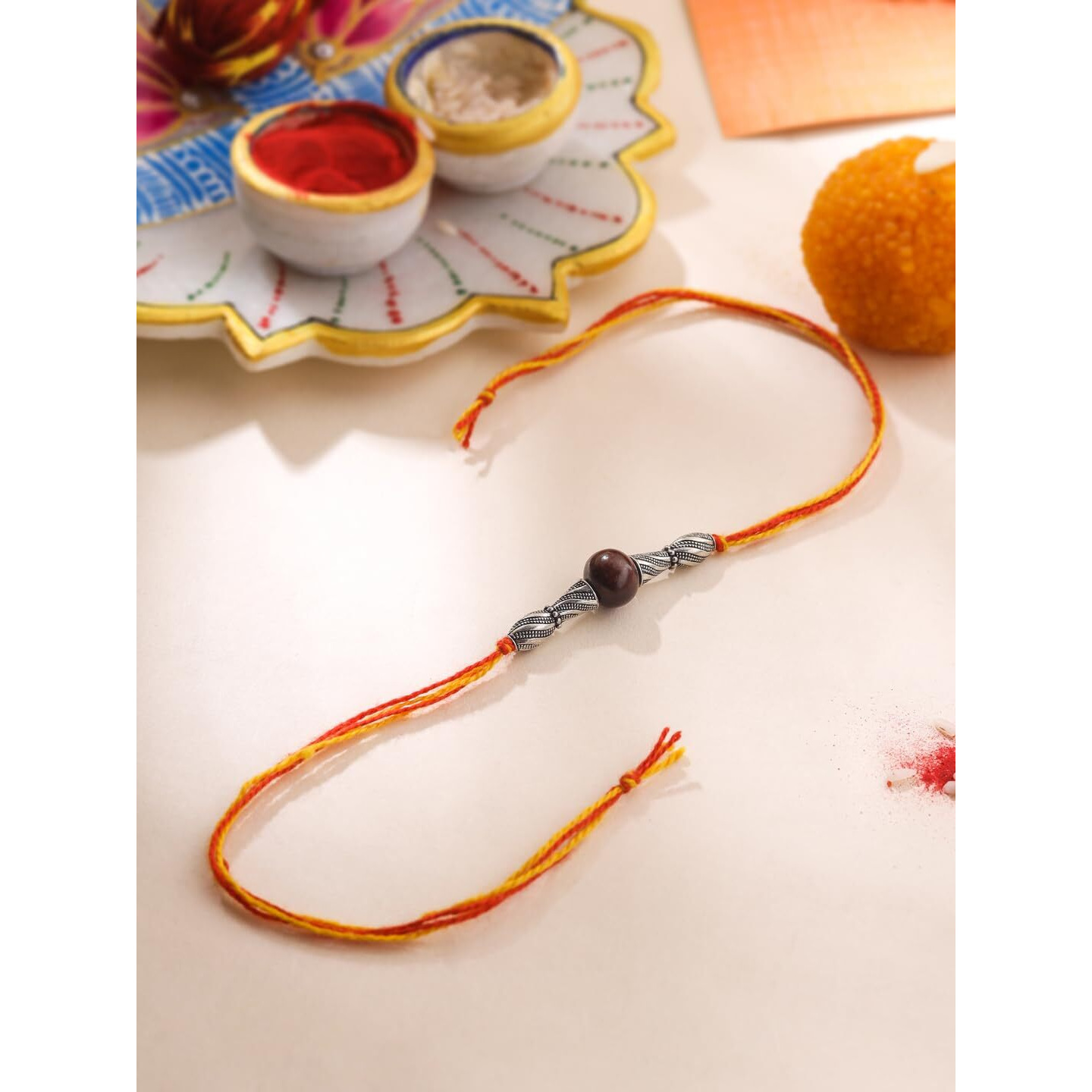 Rdk Tradtional Handmade Sandalwood (Chandan) Wooden Rakhi ()/Kalwa/Dora Rakhi For Bro/Brother/Bhai/Bhaiya/Dada