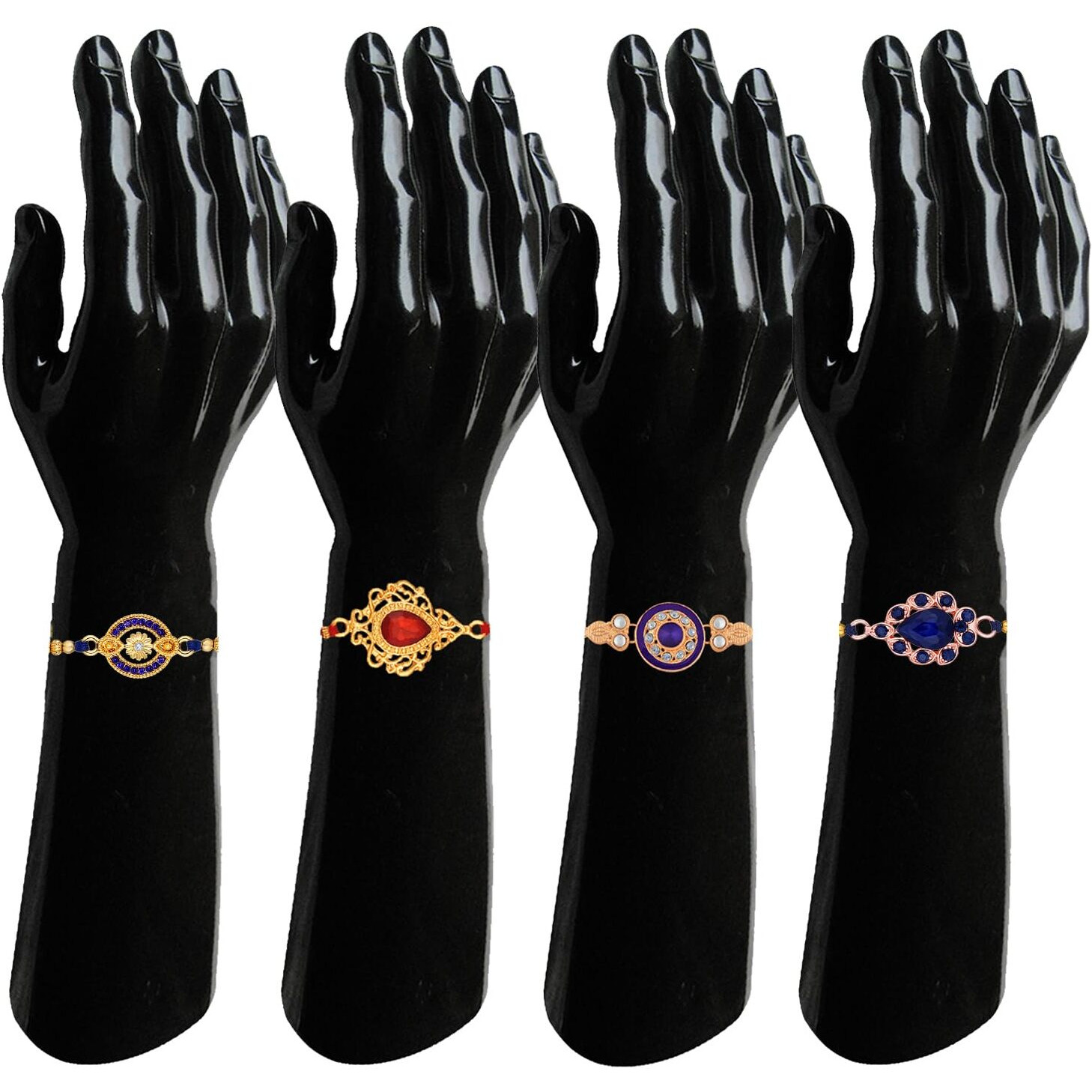 Mahi Combo Of 4 Meenakari Work And Crystal Studded Rakhis For Brother, Bhai, Bro (Rco1105725M)