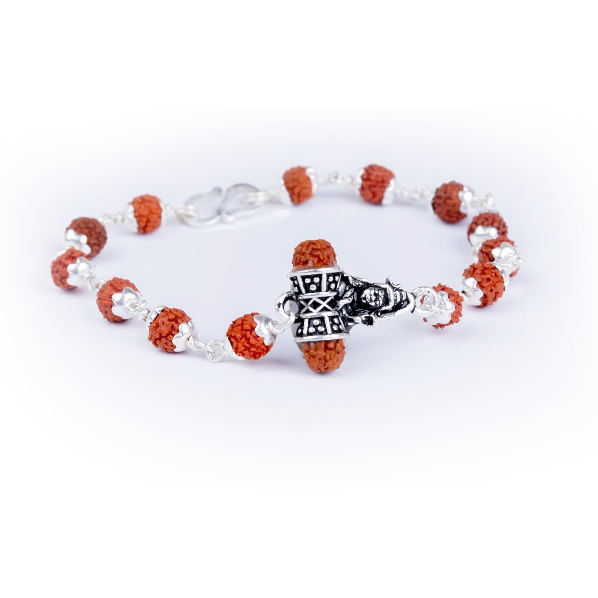 Hem Jewels Pure Silver Rudraksha Rakhi For Brother | Silver Bracelet For Boys And Men | Design Lord Shiva (Hjrkh-94)