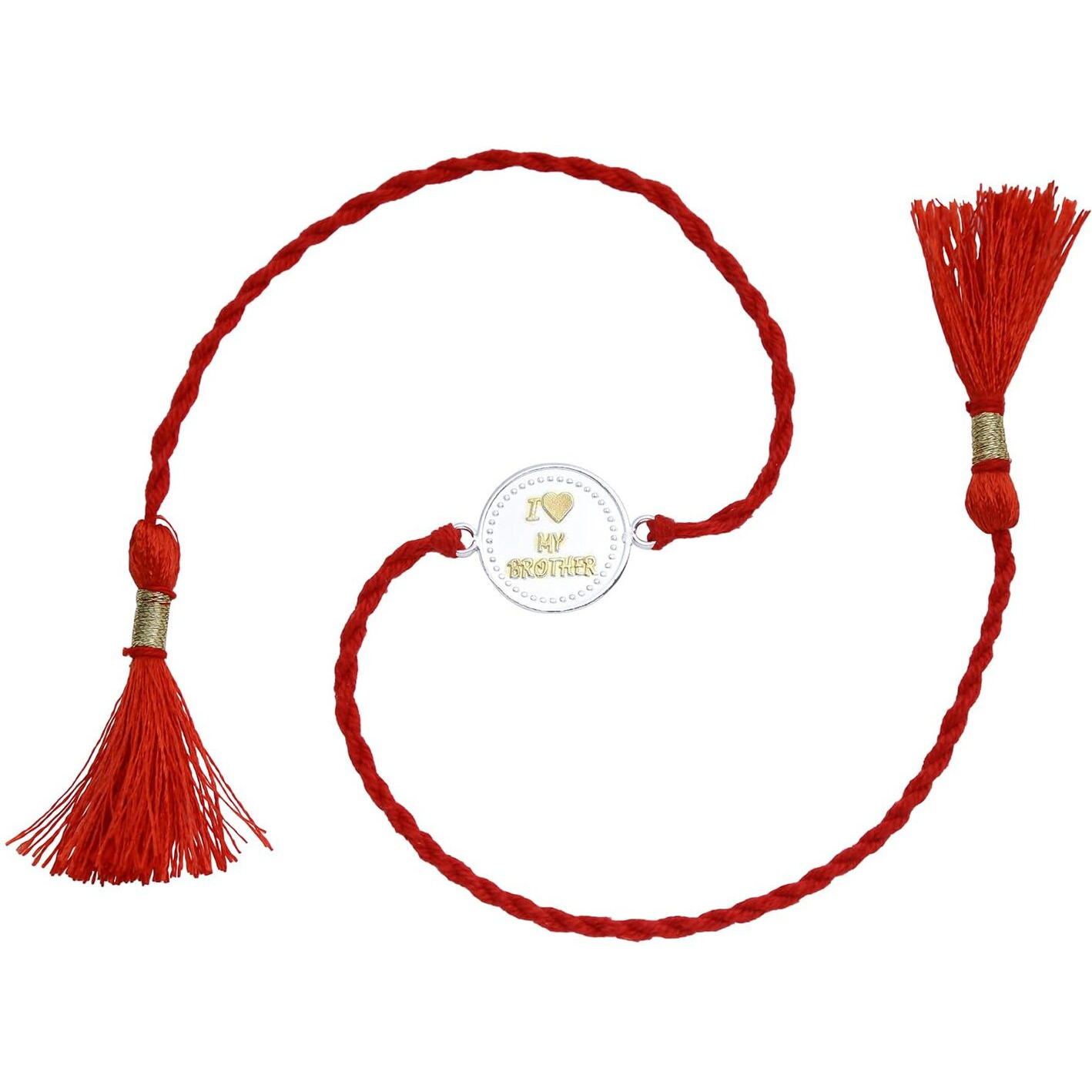 Ananth Jewels Men's Cotton 92.5 Sterling Silver Rakhi Bracelet For Brother (Red)
