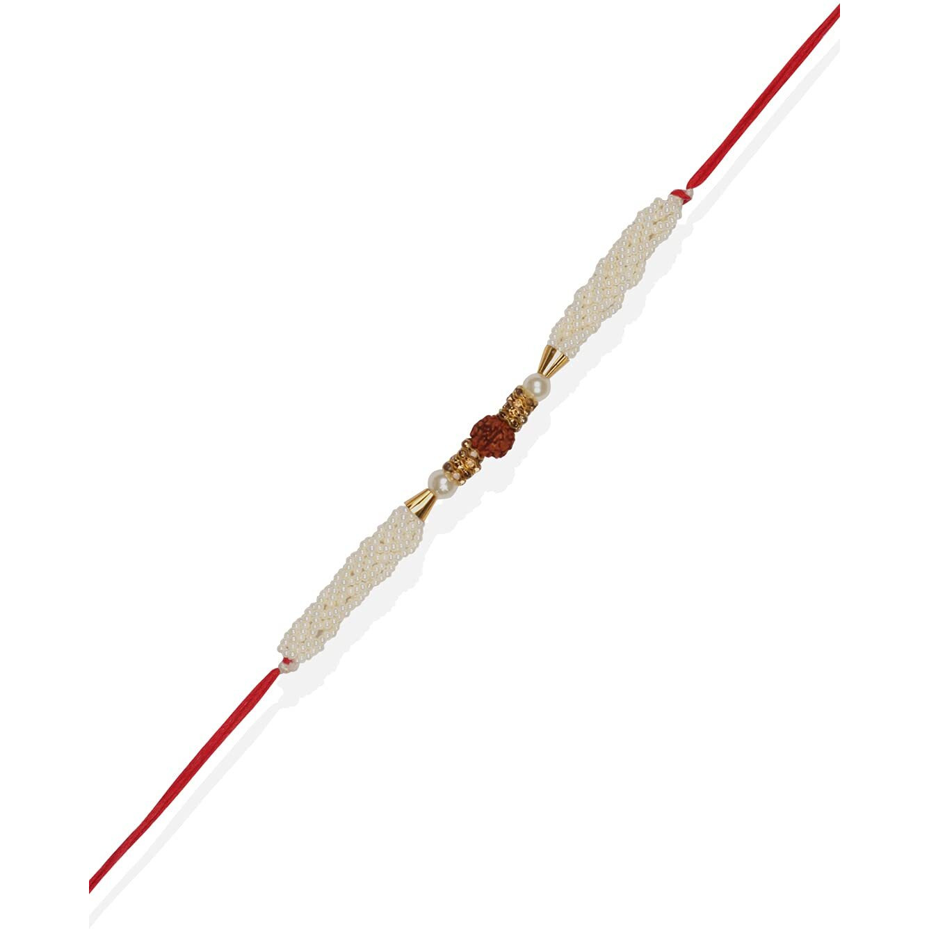 Accessher Mens Traditional Gold Plated Elegant Designer Rudraksh Rakhi For Brother Pack Of 6 With Roli, Kumkum Packets And Happy Rakshabandhan Card For Your Brother