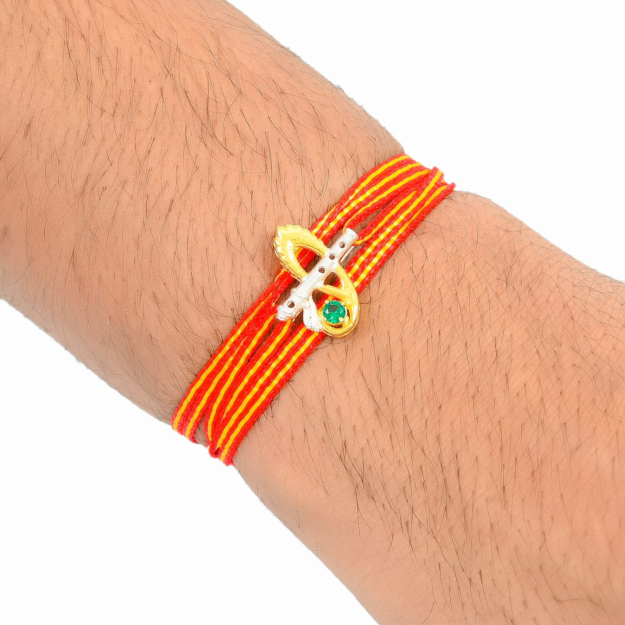 I Juels  Live The Emotions 925 Sterling Silver Janardhan Silver Rakhi For Brother. 3-In-1 Silver Rakhi/Bracelet/Pendant For Men And Women.