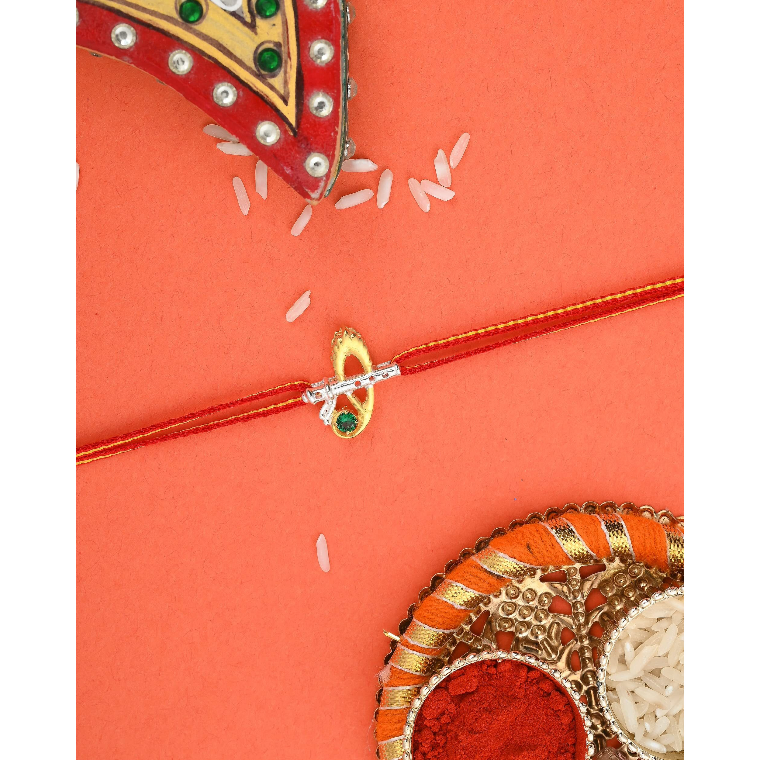 I Juels  Live The Emotions 925 Sterling Silver Janardhan Silver Rakhi For Brother. 3-In-1 Silver Rakhi/Bracelet/Pendant For Men And Women.