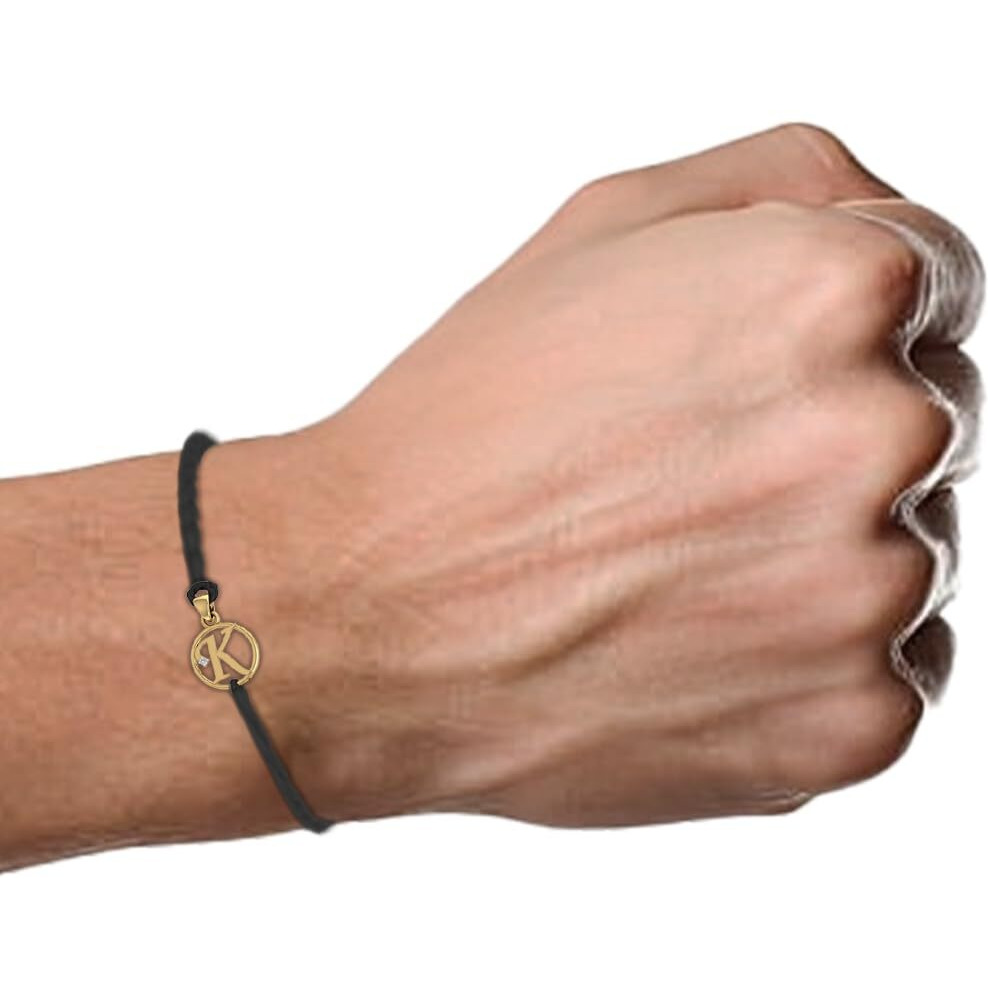 Dishis 14K Yellow Gold And Diamond Black Thread Rakhi For Brother