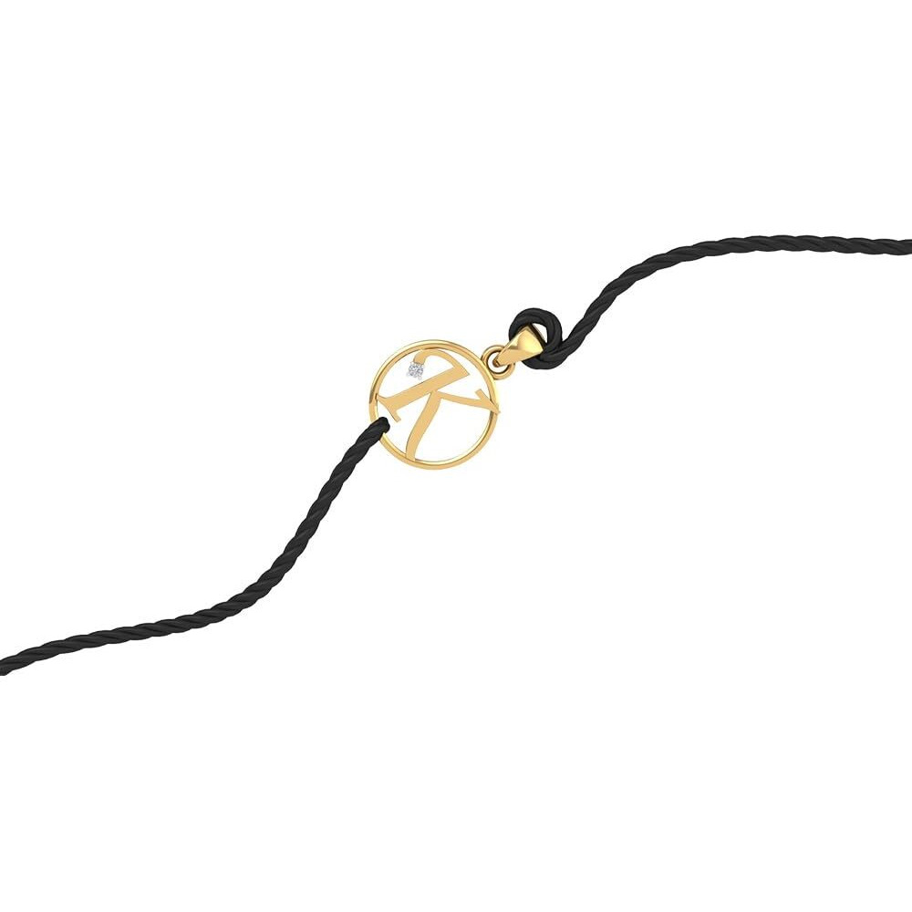 Dishis 14K Yellow Gold And Diamond Black Thread Rakhi For Brother