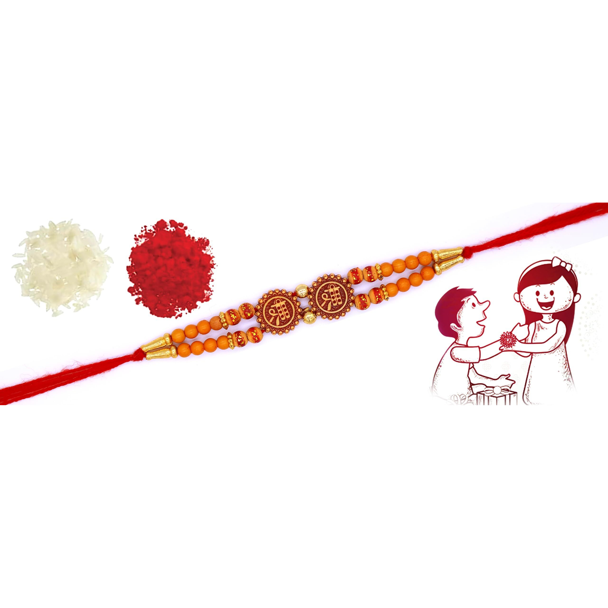 Dmoksh Set Of 6 Pcs Rakhi For Brother Rakhi For Bhaiya And Bhabhi With Roli And Rise Best Gift Rakhi For Rakshabandhan Comborakhi
