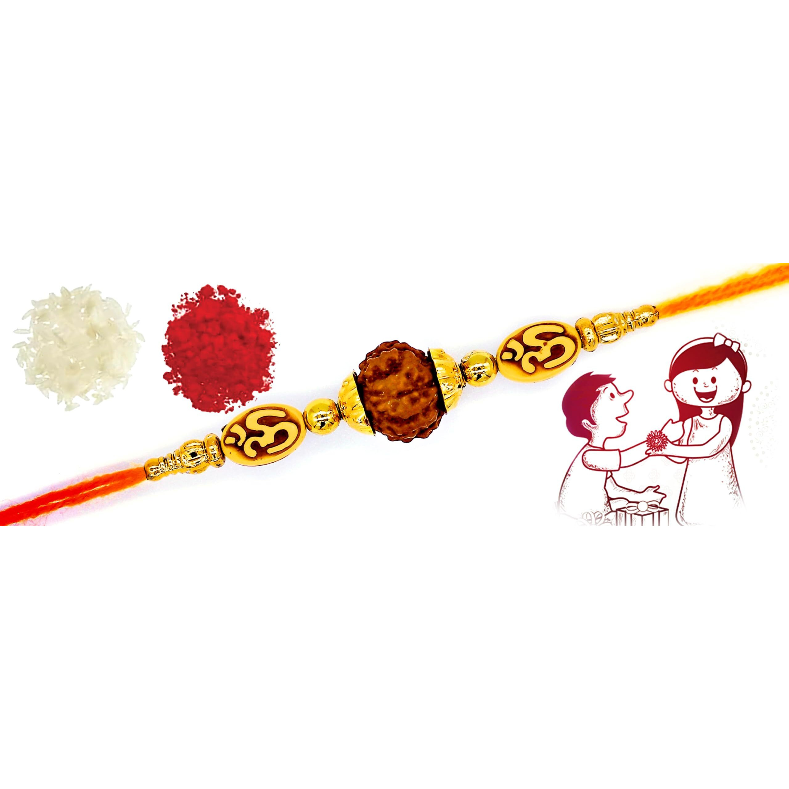 Dmoksh Set Of 6 Pcs Rakhi For Brother Rakhi For Bhaiya And Bhabhi With Roli And Rise Best Gift Rakhi For Rakshabandhan Comborakhi