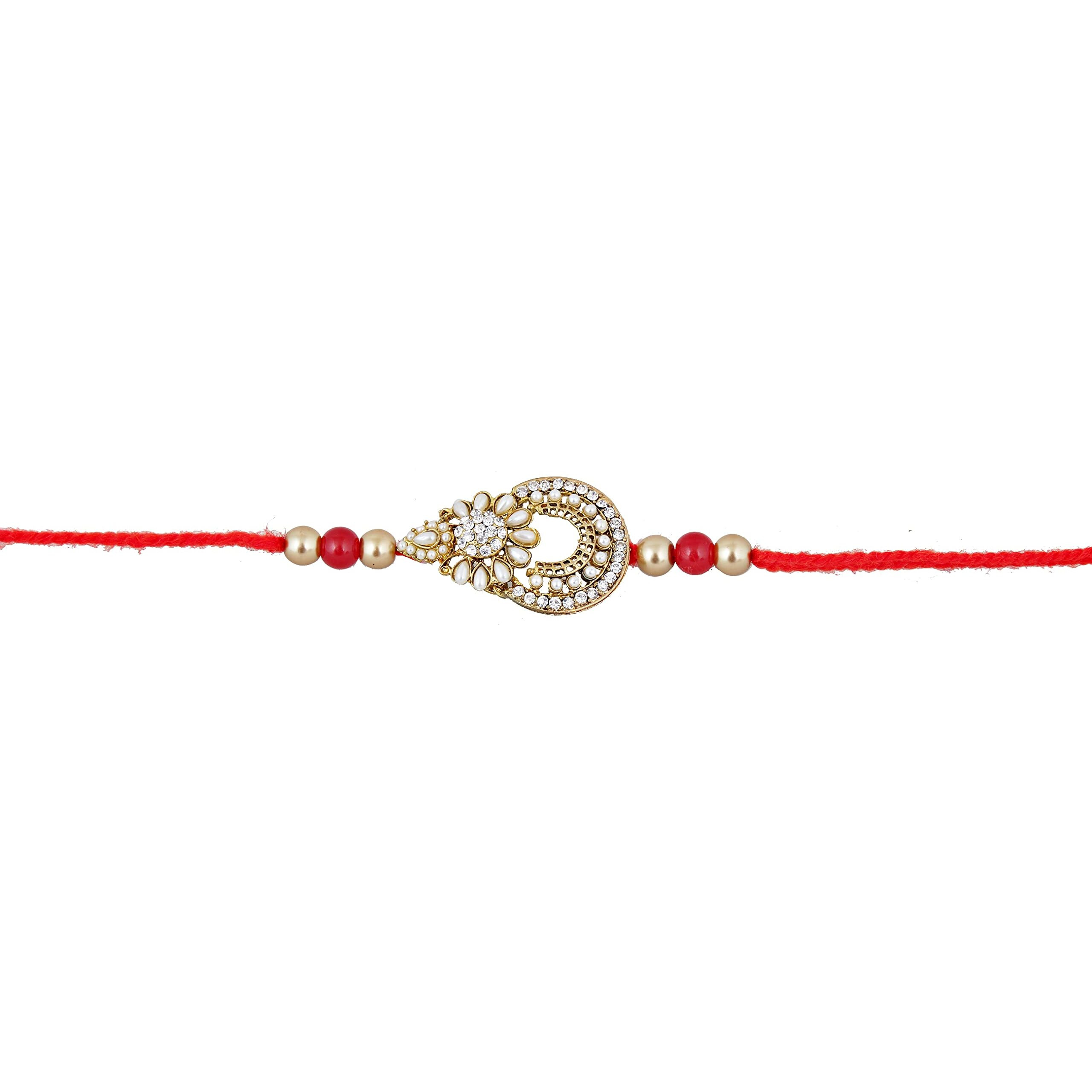 Lucky Jewellery Rakhi 18 K Gold Plated Rakhe Boho Collection Rakshabandan Rakhee Bracelet For Bro/Brother/Bhaiya/Bhai/Bhabhi Rakshasutra (122-Wesr1-E2356-1)