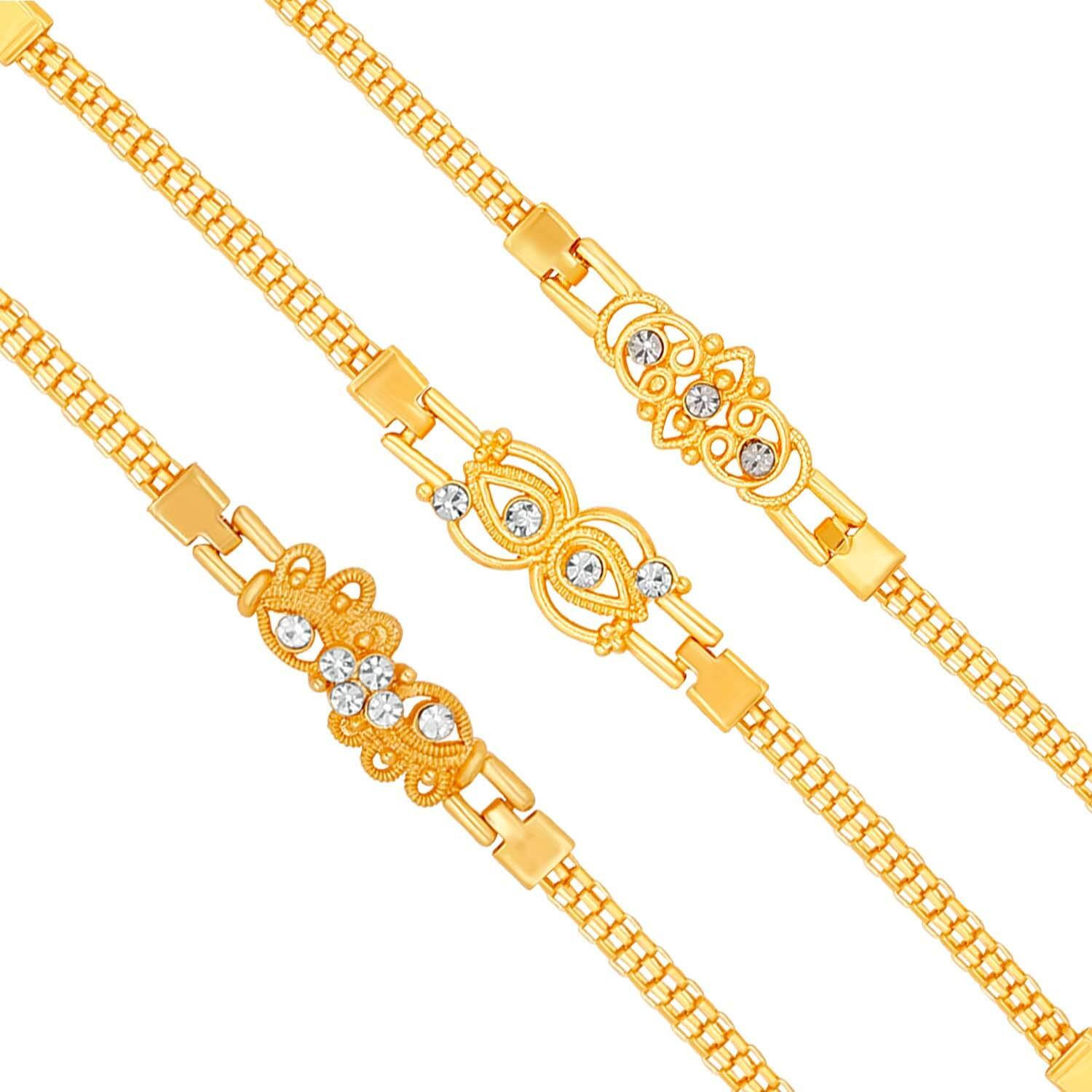 Apara Latest Gold Rakhi Design Combo Bracelet For Mens And Boys