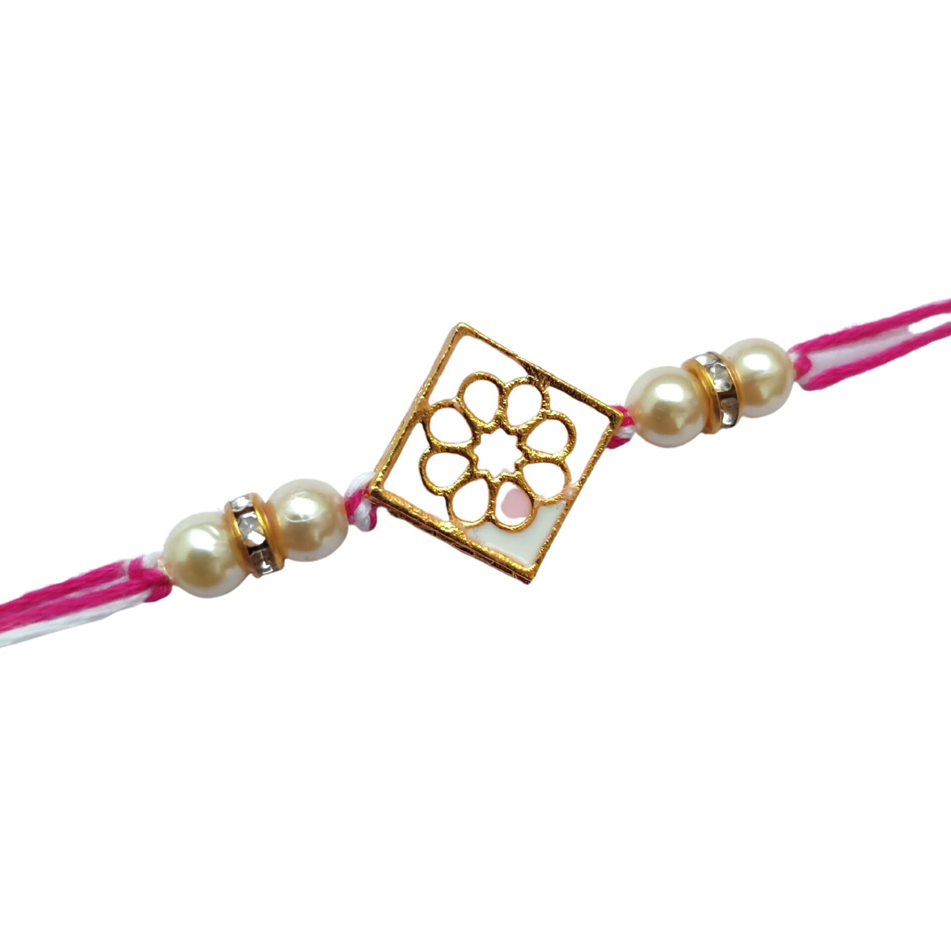 Jaipur Elegance Pearl Meenakari Kundan Rakhi For Brother | Designer Handmade Rakhi For Brother And Bhabhi | Rakhi For Kids | Elegant Raksha Bandhan Rakhi (Desgin 36)