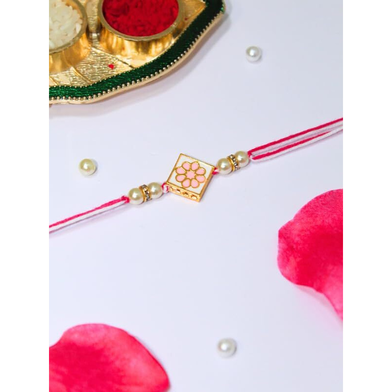 Jaipur Elegance Pearl Meenakari Kundan Rakhi For Brother | Designer Handmade Rakhi For Brother And Bhabhi | Rakhi For Kids | Elegant Raksha Bandhan Rakhi (Desgin 36)