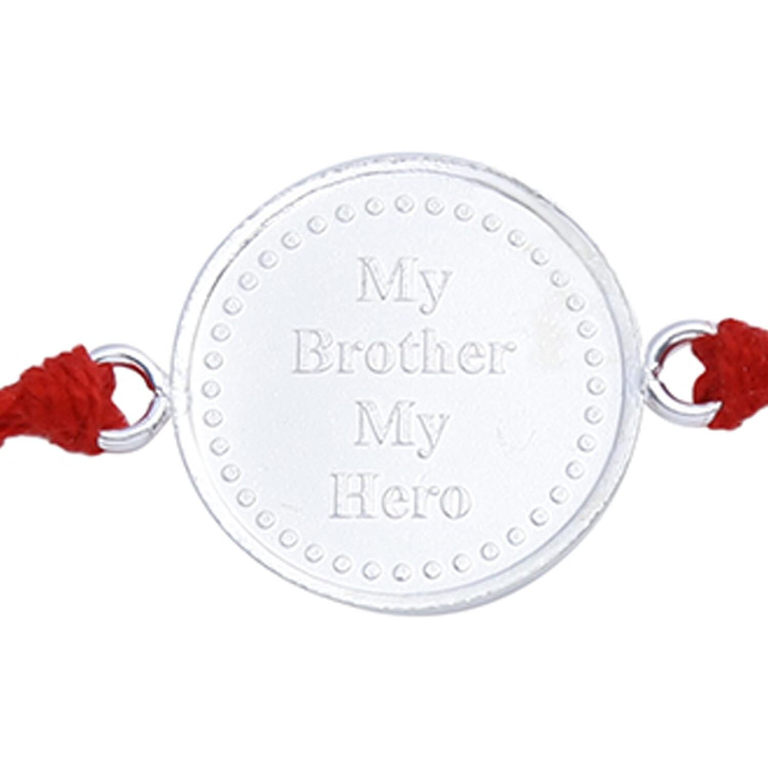Ananth Jewels Men's Cotton 92.5 Sterling Silver Rakhi Bracelet For Brother (Red)