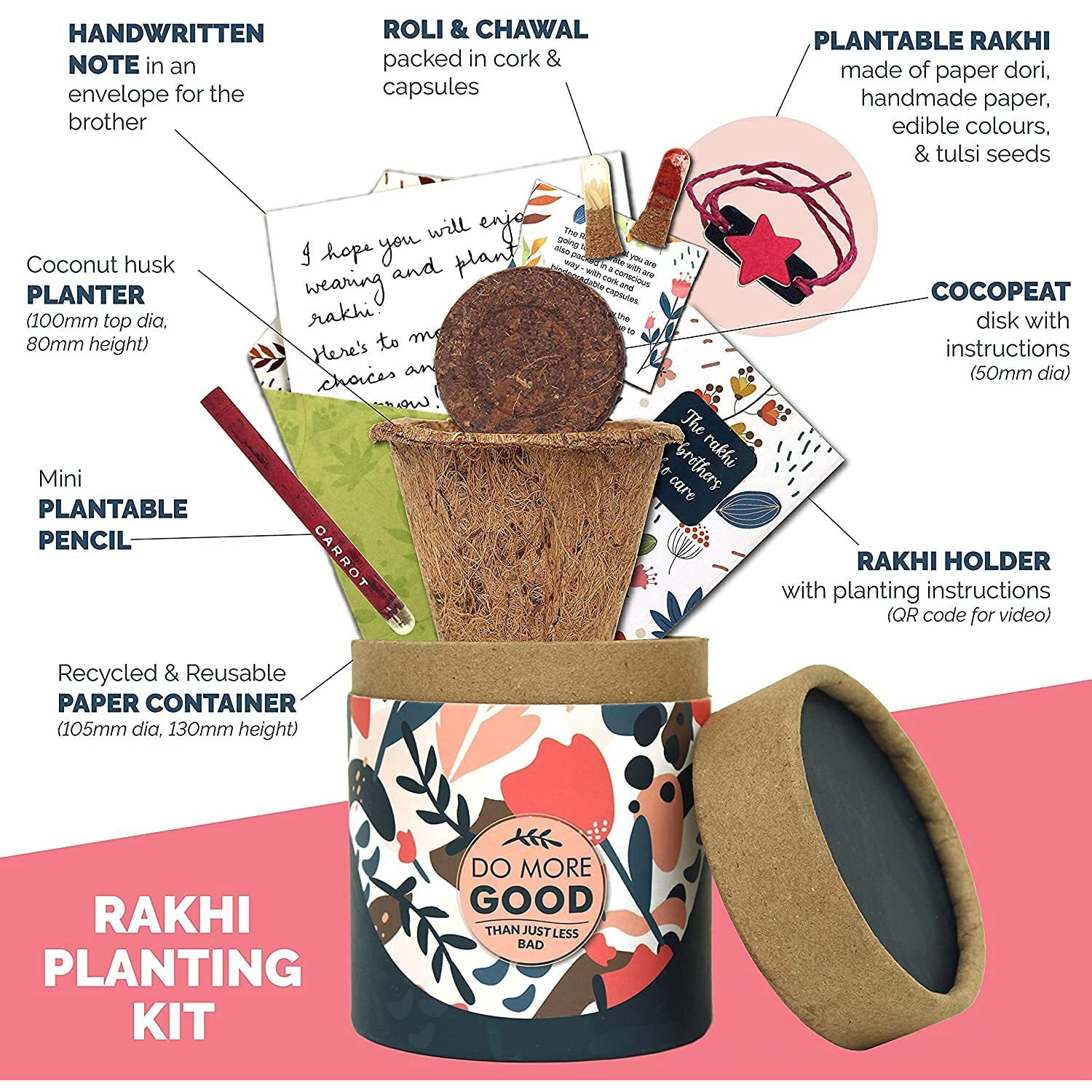 Plantable Ecofriendly Rakhi For Brother Kids With Gift Combo Box - Rakshabandhan Seed Rakhi With Planter/ Plantable Pencil Gift & Roli Pack - Designer Natural Handmade Rakhi Gift Set Box (Pack Of 2 Box)