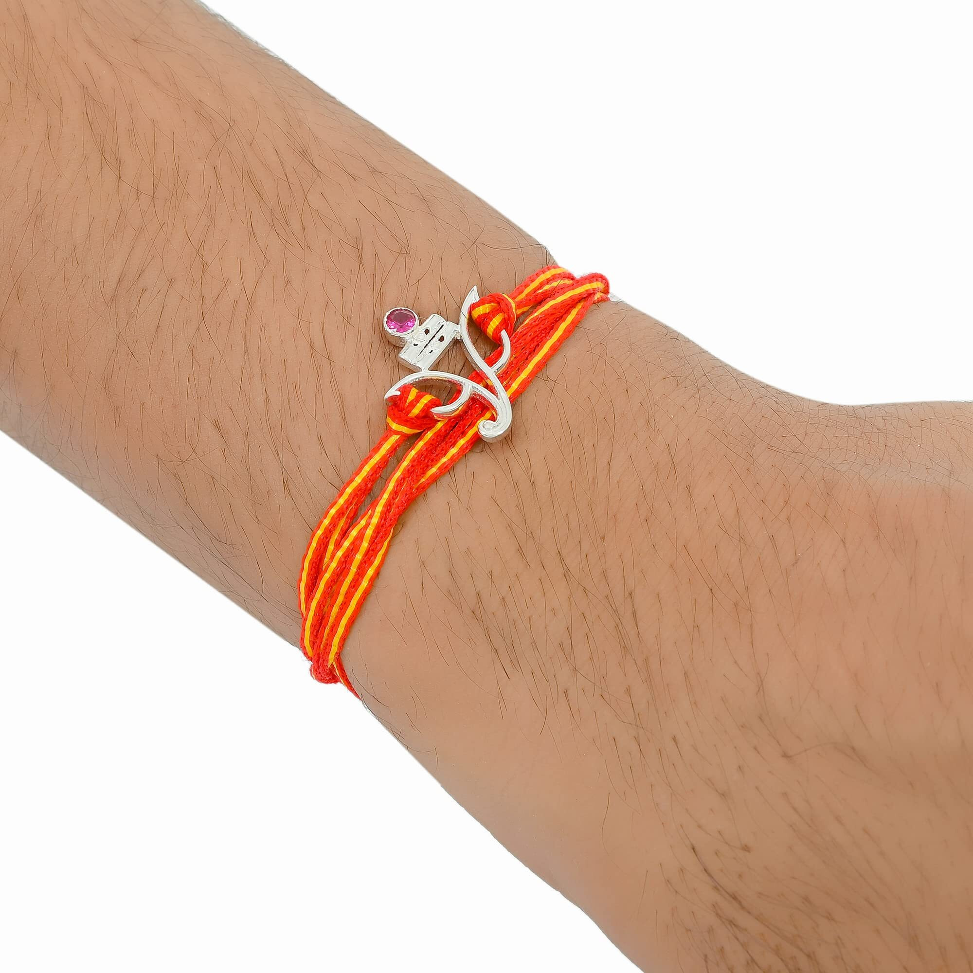 I Juels  Live The Emotions 925 Sterling Silver Ganesha Silver Rakhi For Brother. 3-In-1 Silver Rakhi/Bracelet For Men And Women.