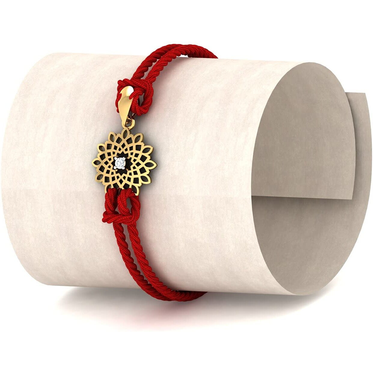 Kuberbox Men's 18K Abstract Diamond And Gold Rakhi Cum Pendant For Brother Raksha Bandhan Gift For Brother Premium Packaging Bis Hallmarked