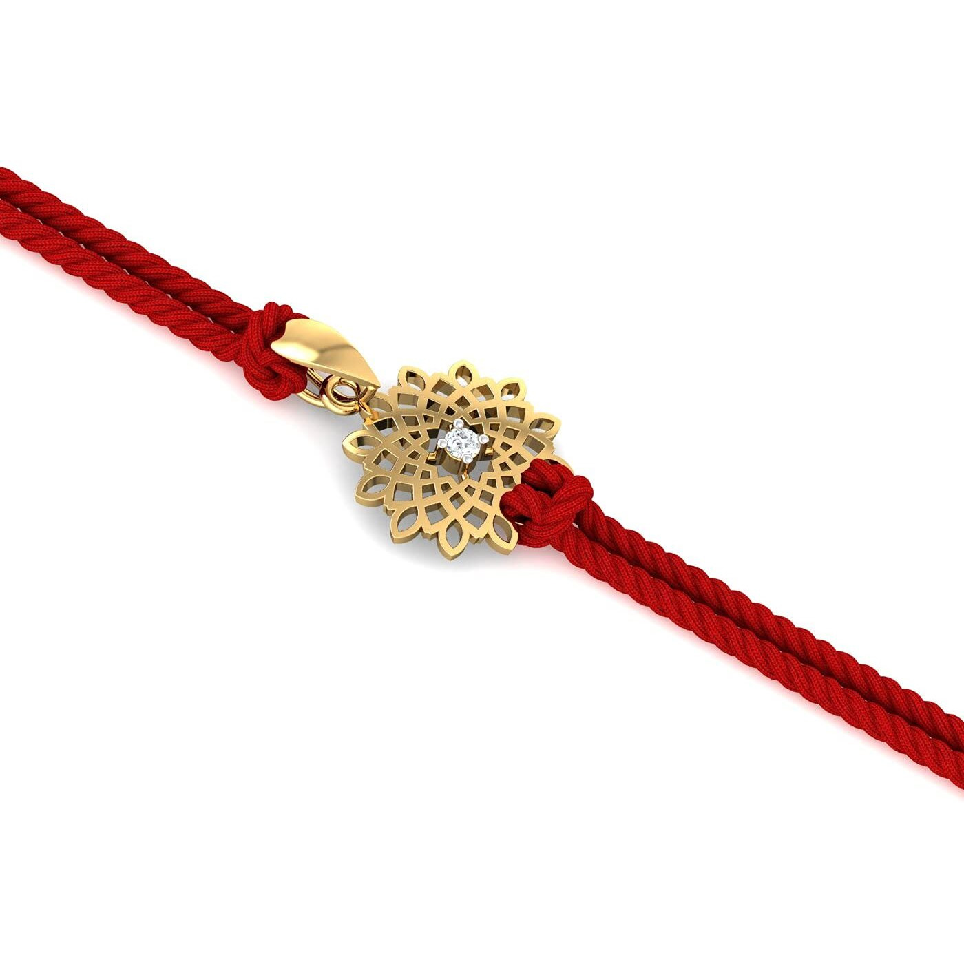 Kuberbox Men's 18K Abstract Diamond And Gold Rakhi Cum Pendant For Brother Raksha Bandhan Gift For Brother Premium Packaging Bis Hallmarked