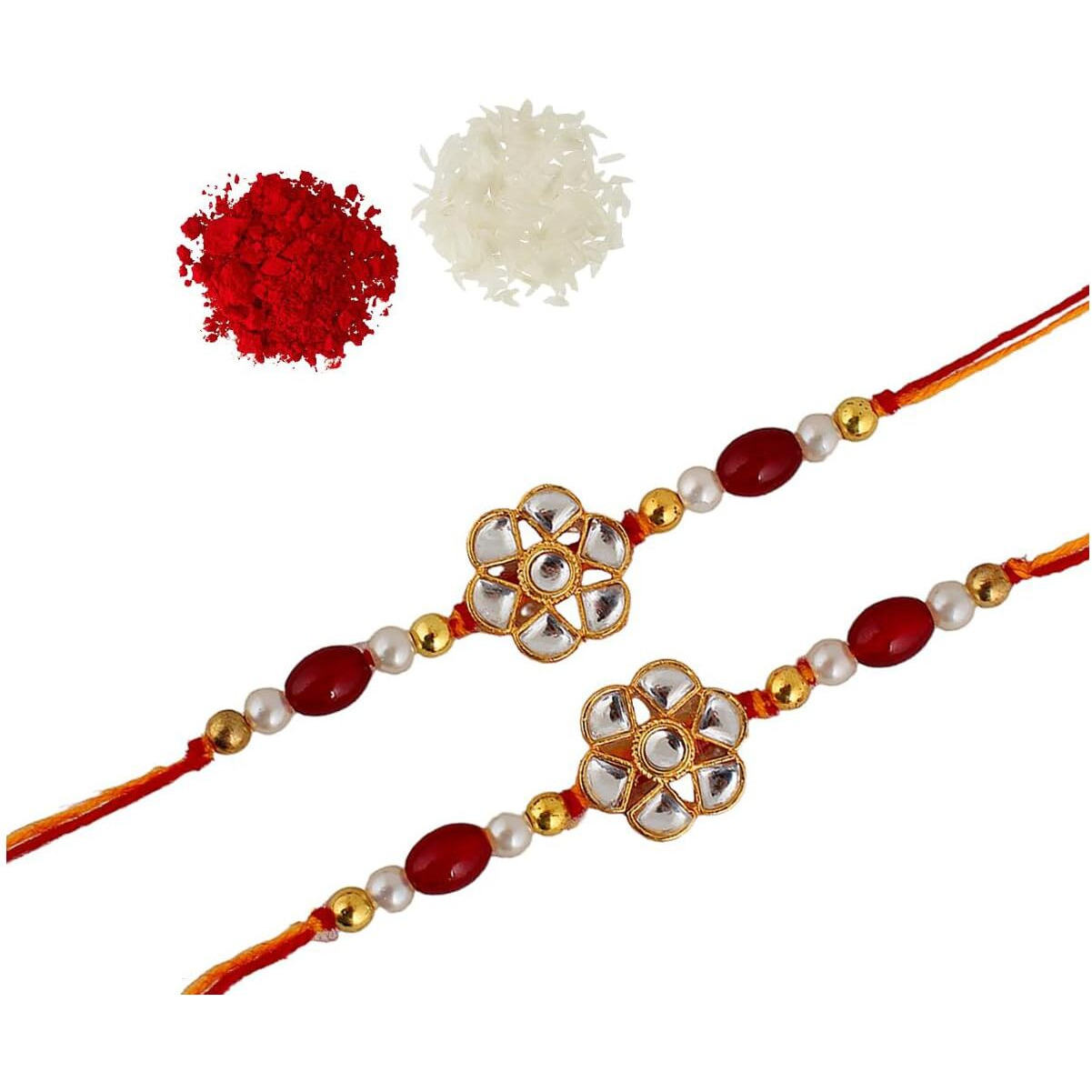 Lucky Jewellery Rakhi 18 K Gold Plated Rakhe Boho Collection Rakshabandan Rakhee Bracelet For Bro/Brother/Bhaiya/Bhai/Bhabhi Rakshasutra (120-Wzr1-1200B-2)
