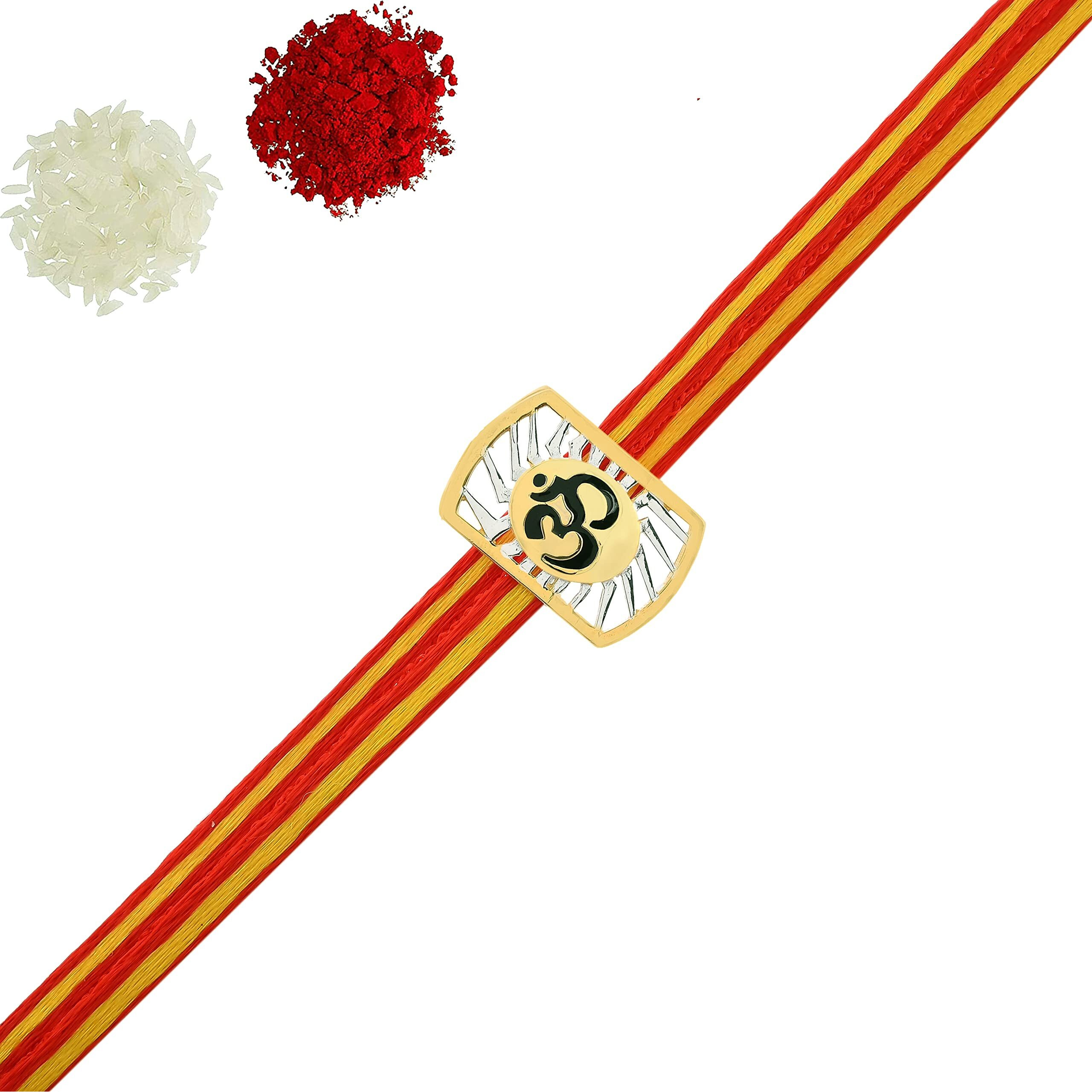 I Juels  Live The Emotions 925 Sterling Silver Om Silver Rakhi For Brother. 3-In-1 Silver Rakhi/Bracelet/Pendant For Men And Women.
