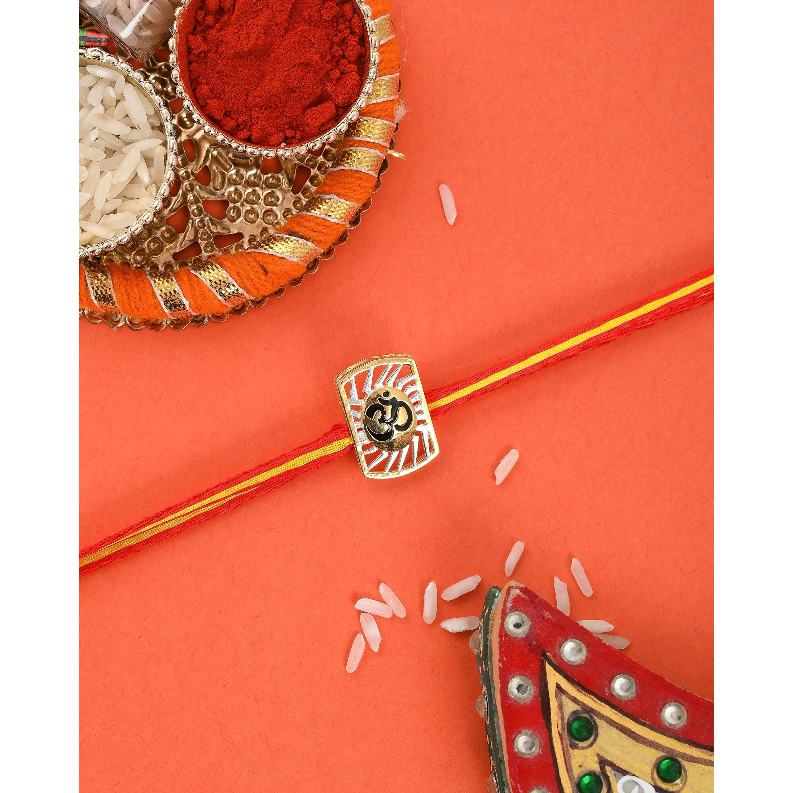 I Juels  Live The Emotions 925 Sterling Silver Om Silver Rakhi For Brother. 3-In-1 Silver Rakhi/Bracelet/Pendant For Men And Women.