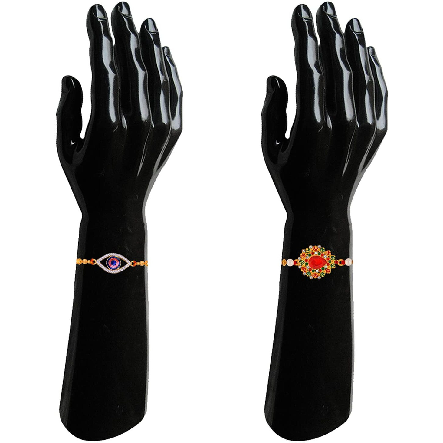 Mahi Combo Of Classic Designer And Evil Eye Rakhis For Meena Work And Crystals For Bhai (Rco1105416G)