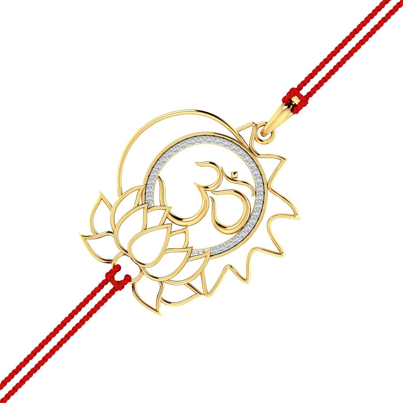 Kuberbox 18K Om-Sun-Moon-Lotus Rakhi For Brother
