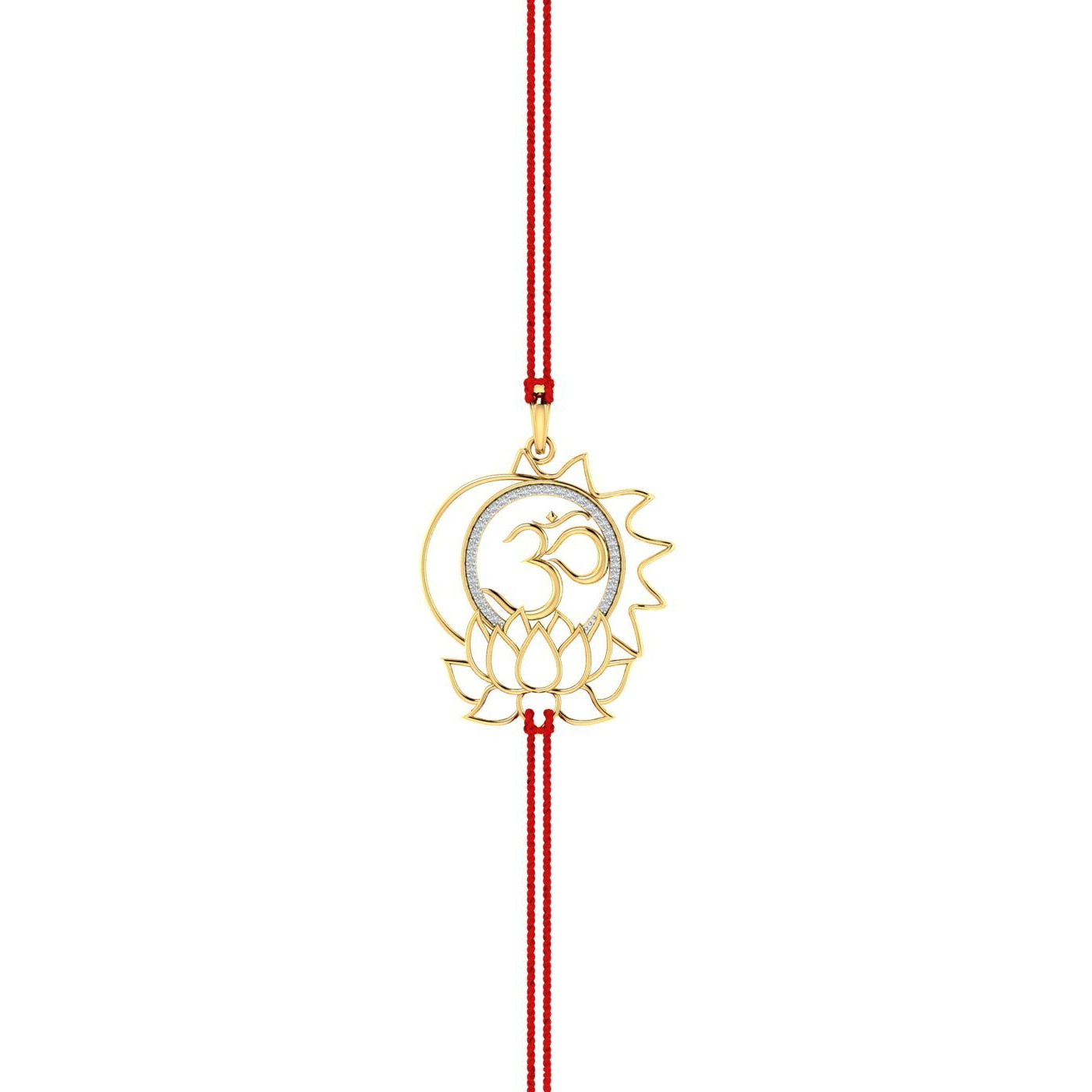 Kuberbox 18K Om-Sun-Moon-Lotus Rakhi For Brother