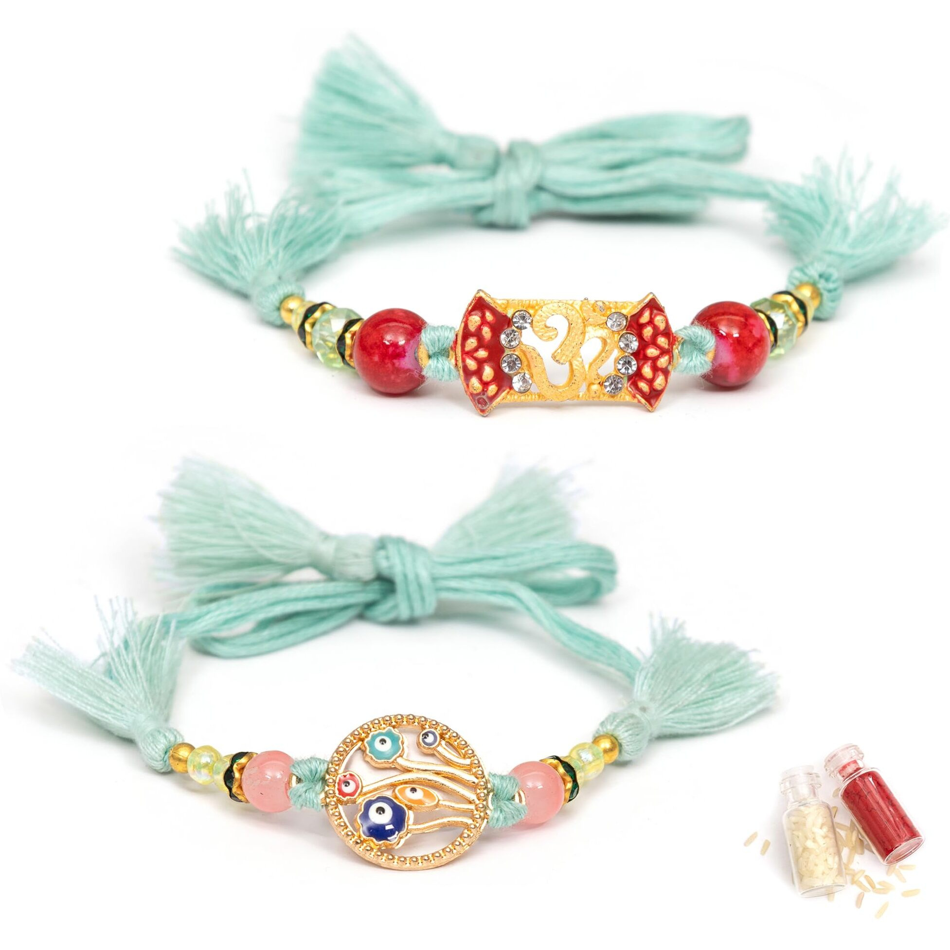 To The Nines Rakhi For Brother With Tilak Material & Greeting Card - Pack Of 2 Rakhi
