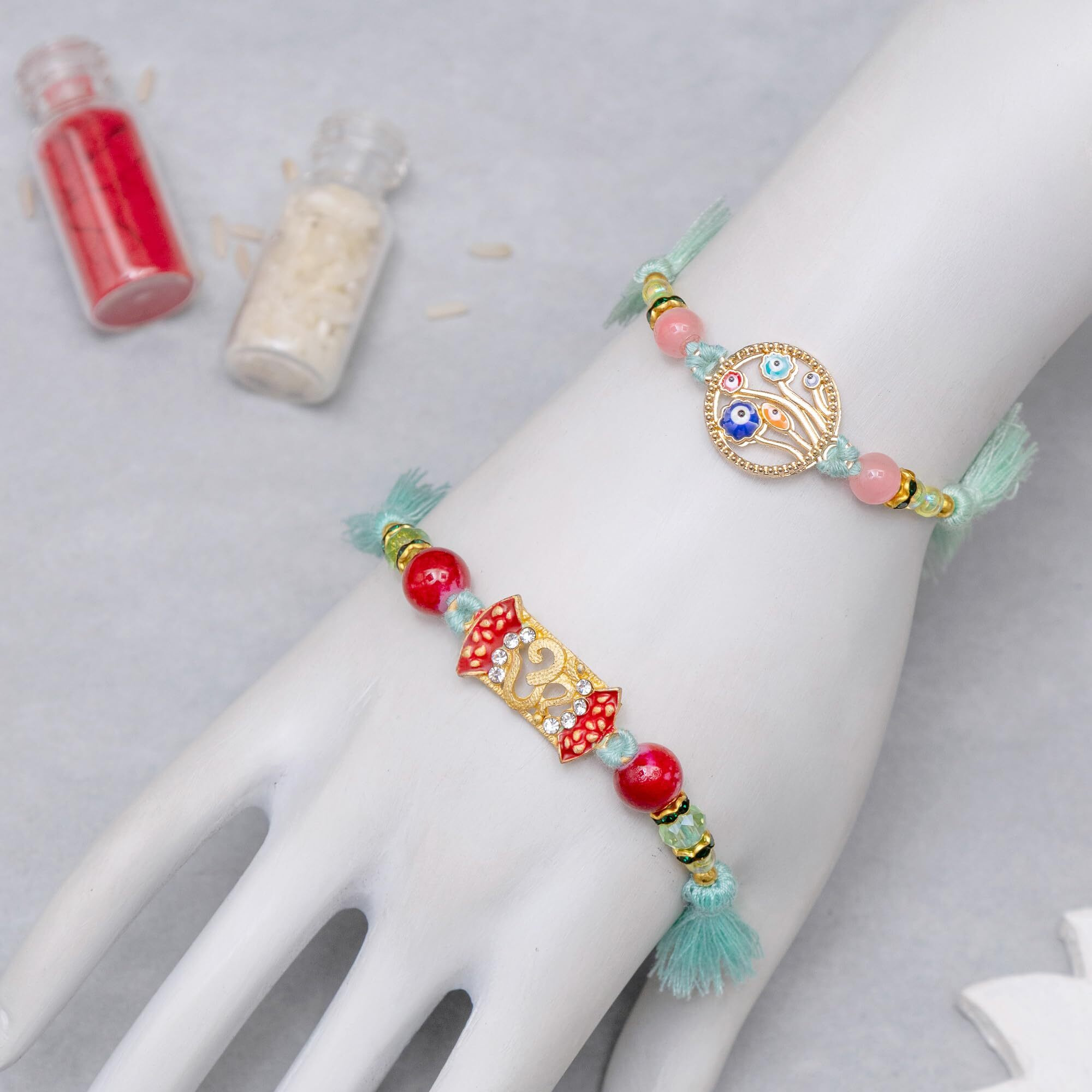 To The Nines Rakhi For Brother With Tilak Material & Greeting Card - Pack Of 2 Rakhi