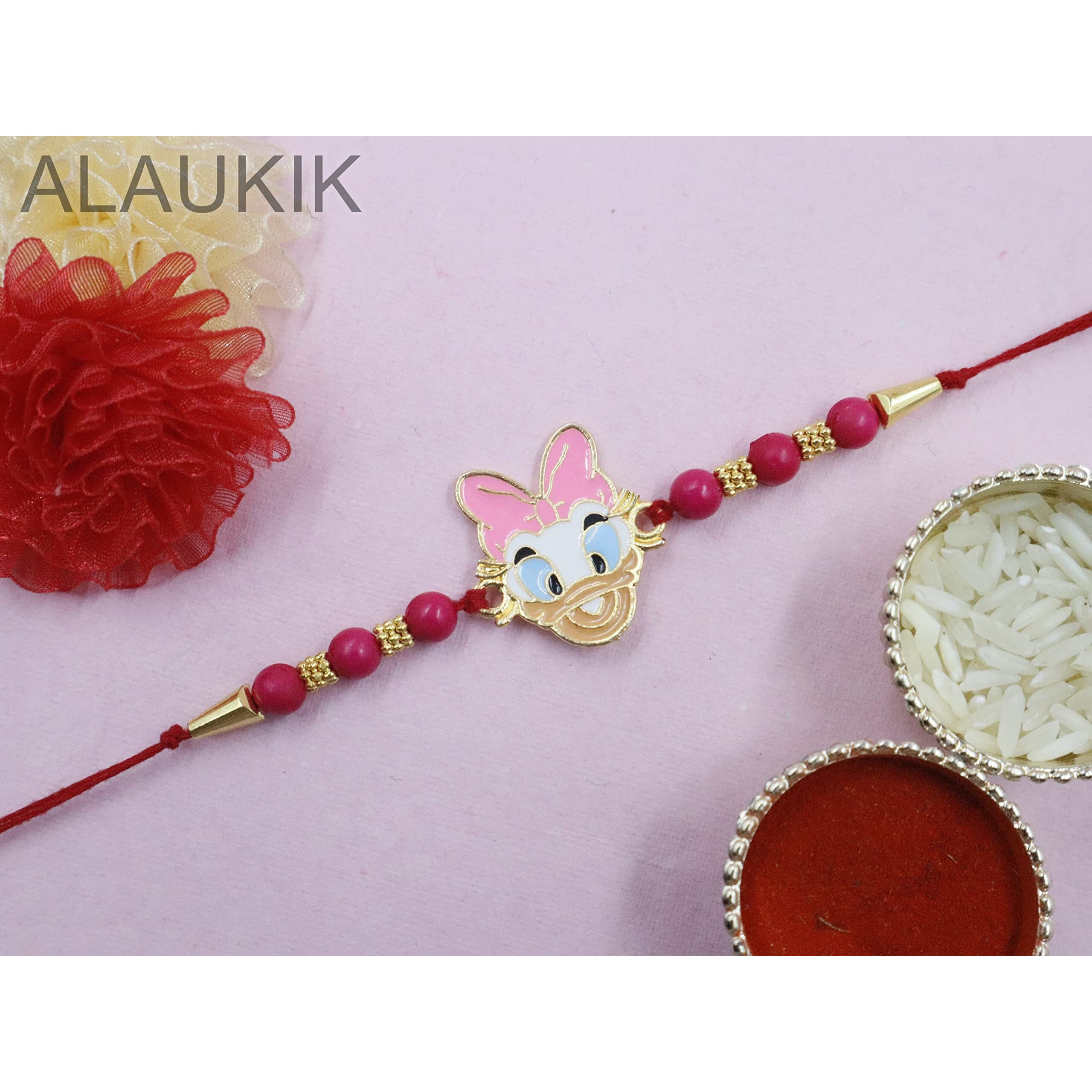 Alaukik Handmade Evil Eye Bhaiya Bhabhi Rakhi With Kids Rakhi|Lumba Rakhi For Bhabhi|Rakhi For Brother|Couple Rakhi Set| With Decorative Thali/Roli And Chawal