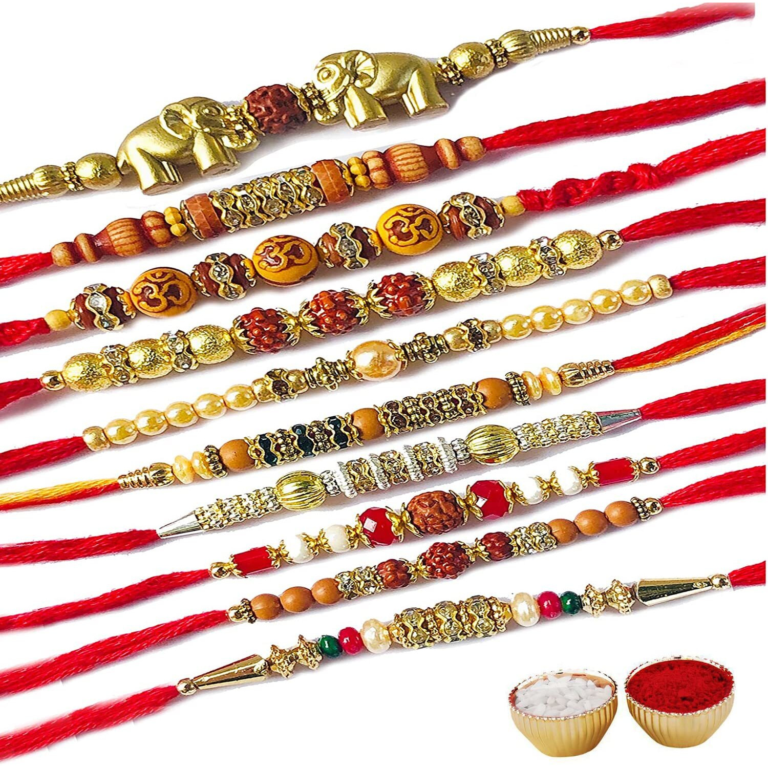 Mydsgifts Beautiful Assorted Rakhi Set For Brother/Bhaiyya/Bhai/Kids, Mixed Rakhis (10 Random)
