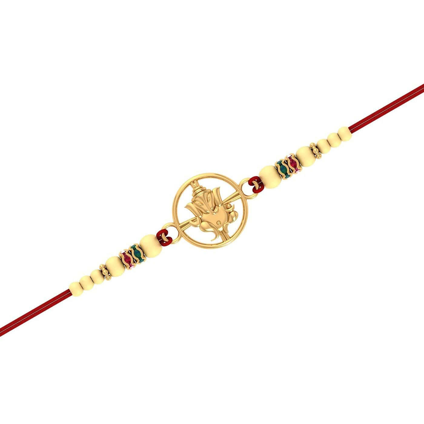 Perrian 18K(750) Pure Yellow Gold Ganpati Rakhi For Brother And Bhabhi | Real 18K Gold Rakhi Cum Pendant | Ganesh Rakhi Bracelet | Unique Raksha Bandhan Gift For Brother | Rakhi Gift For Sister