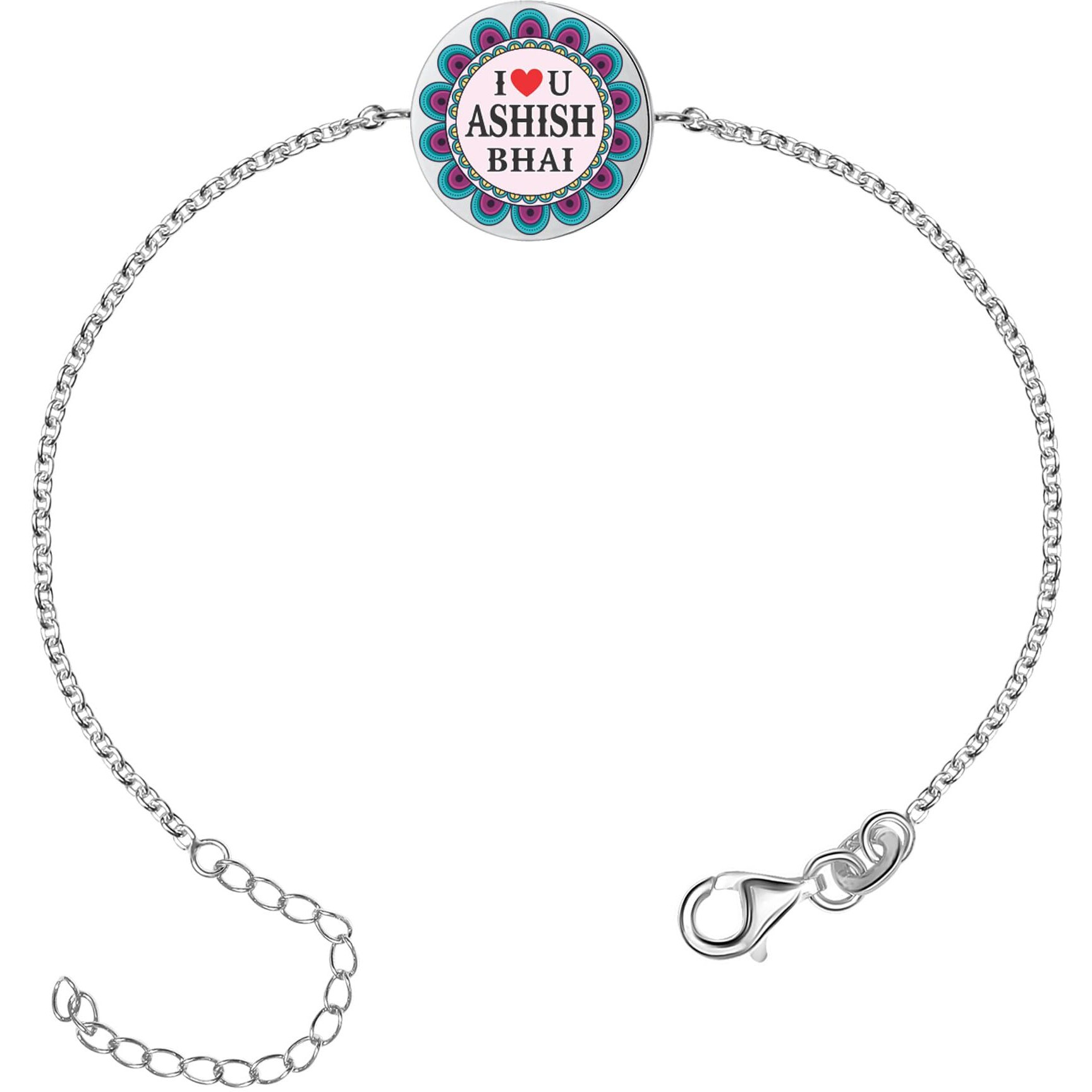 Lecalla 925 Sterling Silver Personalized Rakhi For Brother | Latest Trendy Designer Customized Name & Message Rakhi Bracelet For Men | Men's Cable Chain I Love You Bhai Rakhi Bracelet | Best Gift For Brother On Rakshabandhan
