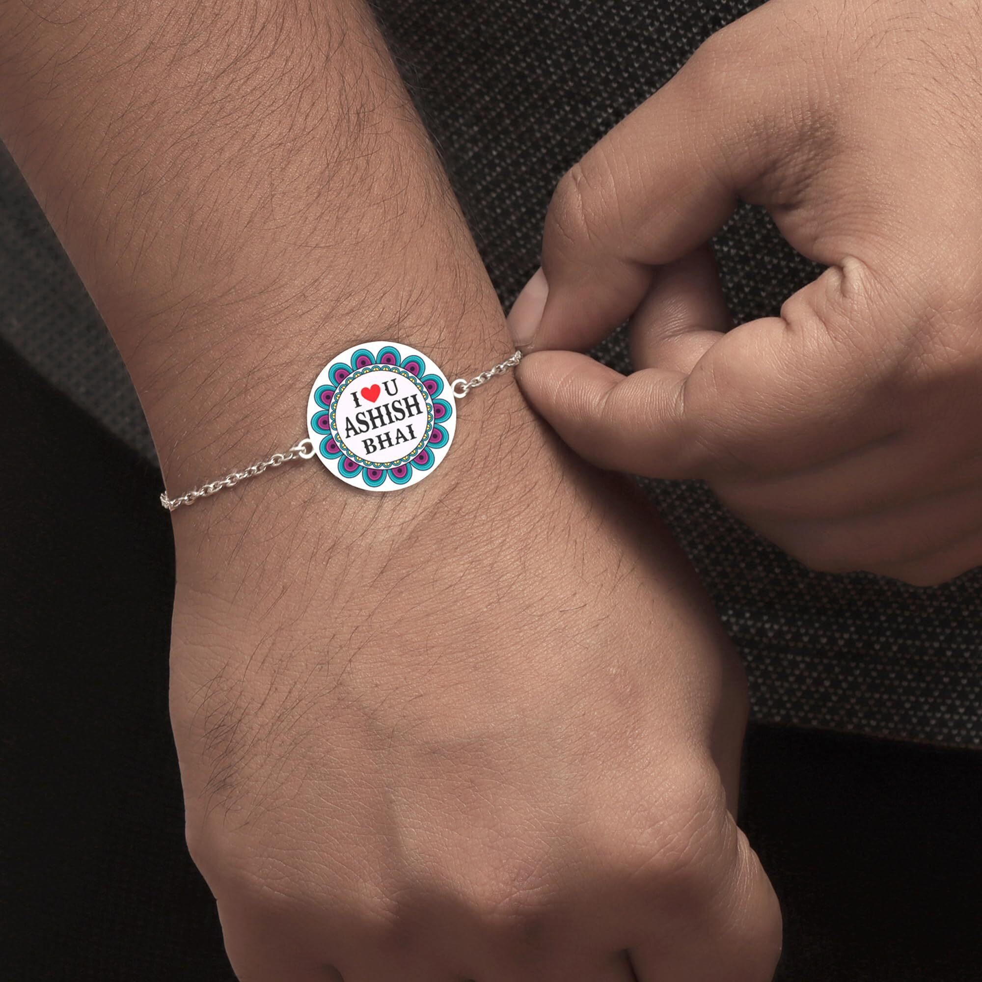 Lecalla 925 Sterling Silver Personalized Rakhi For Brother | Latest Trendy Designer Customized Name & Message Rakhi Bracelet For Men | Men's Cable Chain I Love You Bhai Rakhi Bracelet | Best Gift For Brother On Rakshabandhan