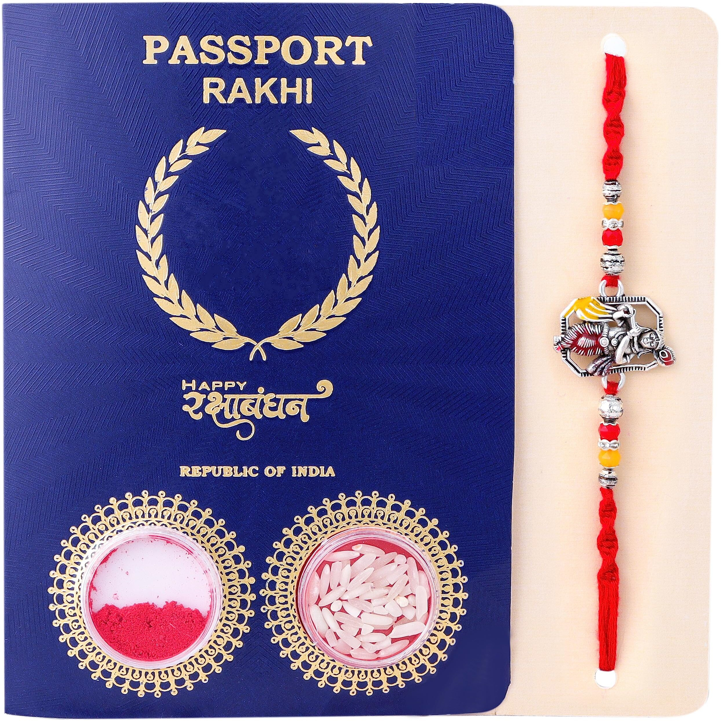Fashion Frill Elegant Lord Krishna Passport Rakshabandhan Rakhi For Brother Bhai Men With Roli Chawal Rakhi For Brother Bhaiya Bhabhi