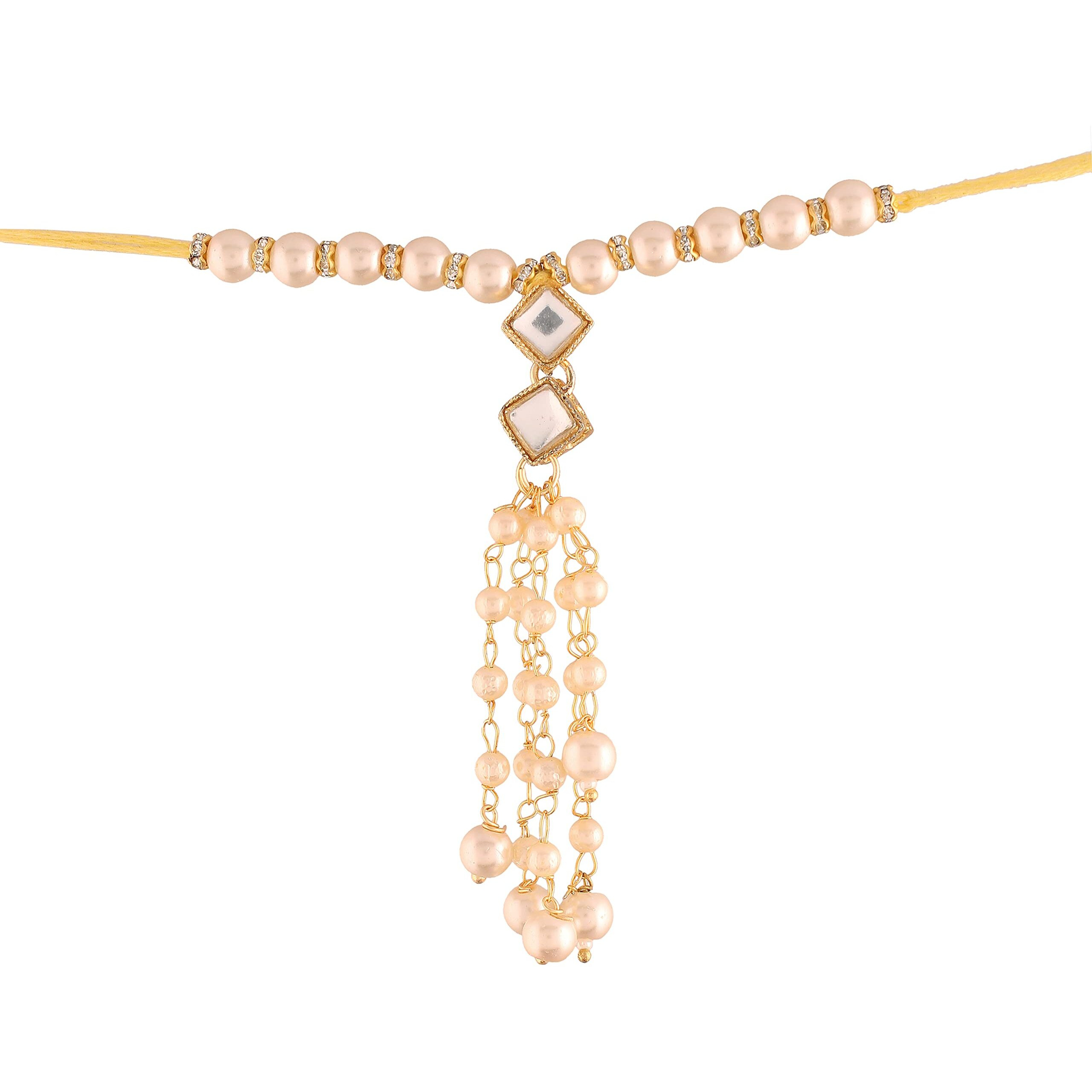 I Jewels Designer Pearl Hanging Lumba Bracelet For Bhabhi/Sister (R025-L) (Pack Of 1)