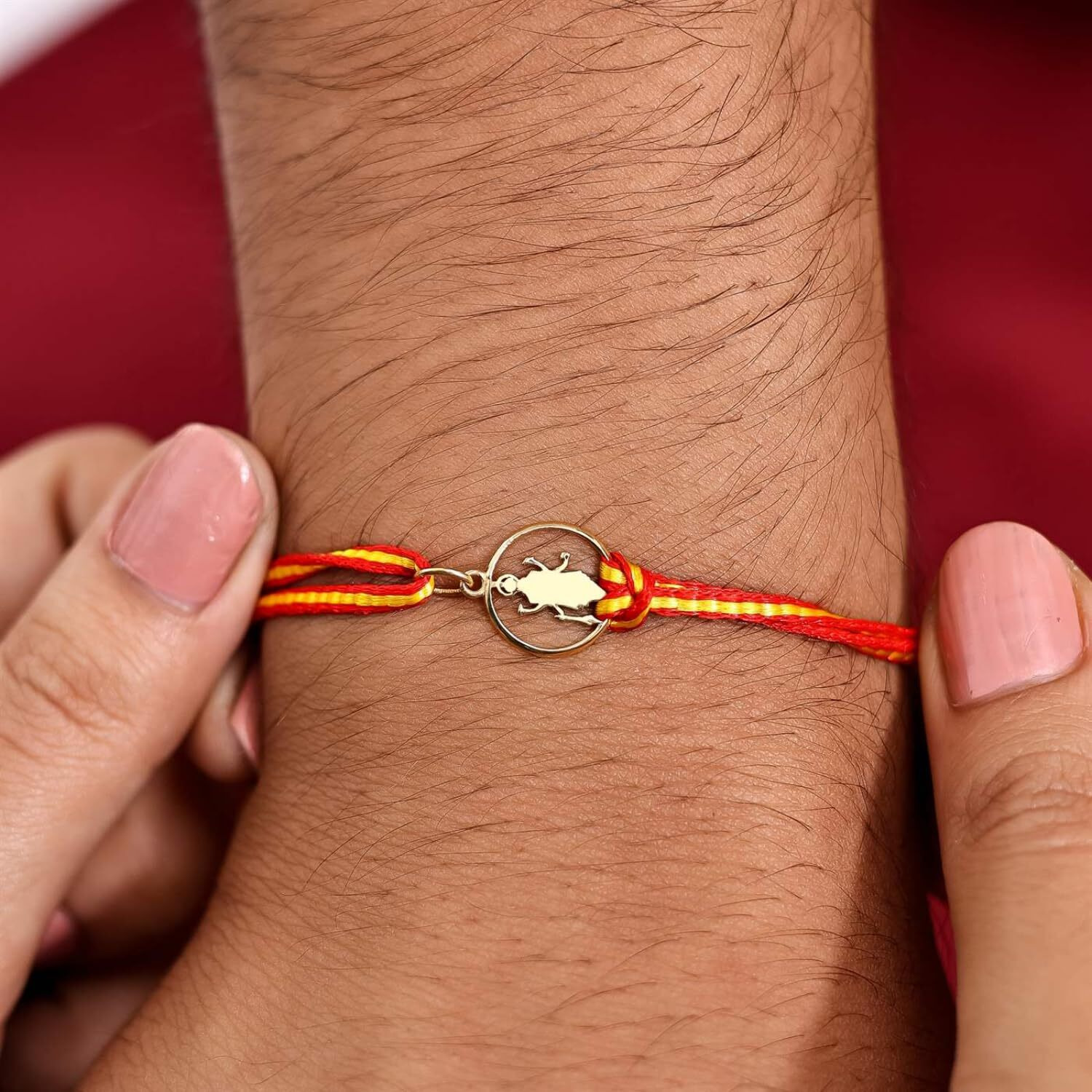 Kuberbox 14K Vishnu Gold Rakhi Cum Pendant For Brother Raksha Bandhan Gift For Brother Premium Packaging Bis Hallmarked