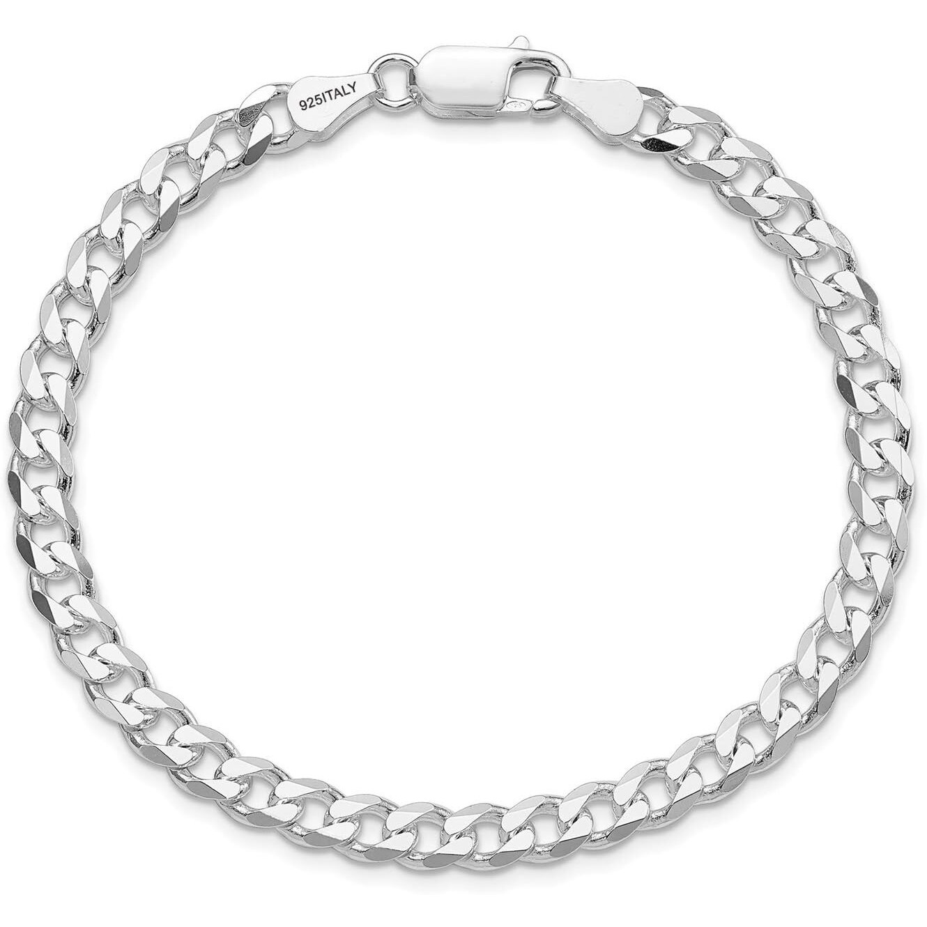 Lecalla Solid 925 Sterling Silver Curb Chain Bracelet For Men | Bis Hallmarked Italian 6Mm Diamond-Cut Cuban Link Chain Bracelet 9 Inches | Rakhi For Brother