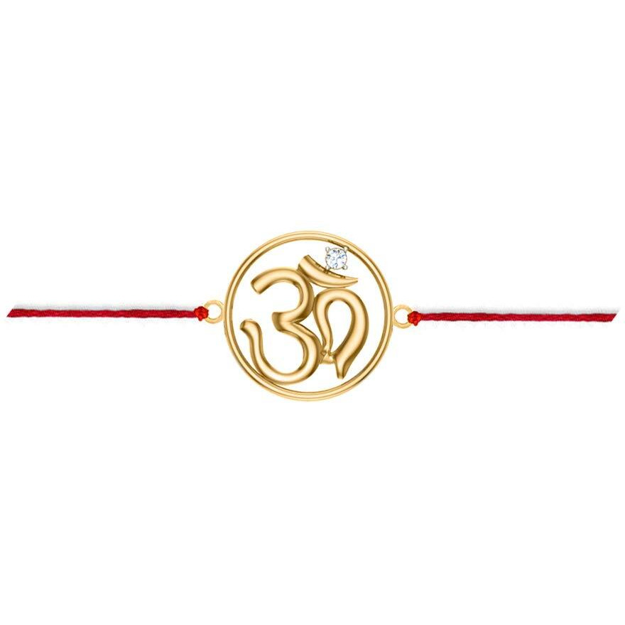 Dishis 14K Yellow Gold Diamond Rakhi Bracelet For Men