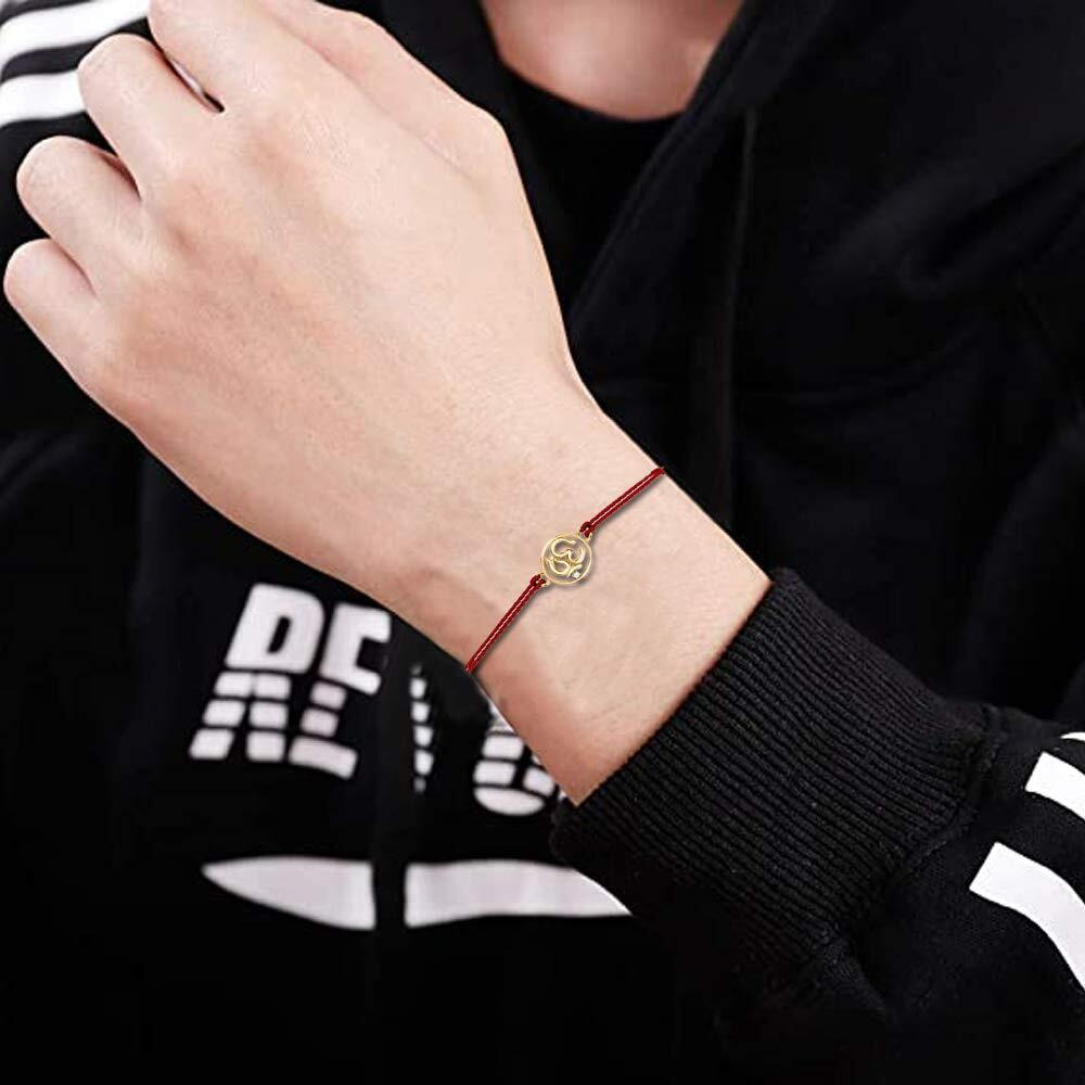 Dishis 14K Yellow Gold Diamond Rakhi Bracelet For Men
