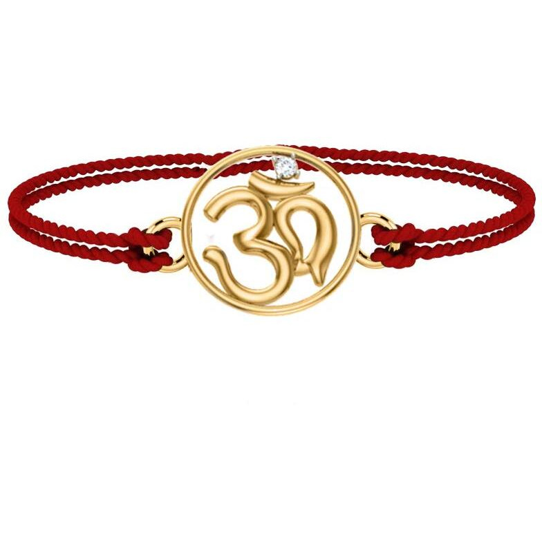 Dishis 14K Yellow Gold Diamond Rakhi Bracelet For Men