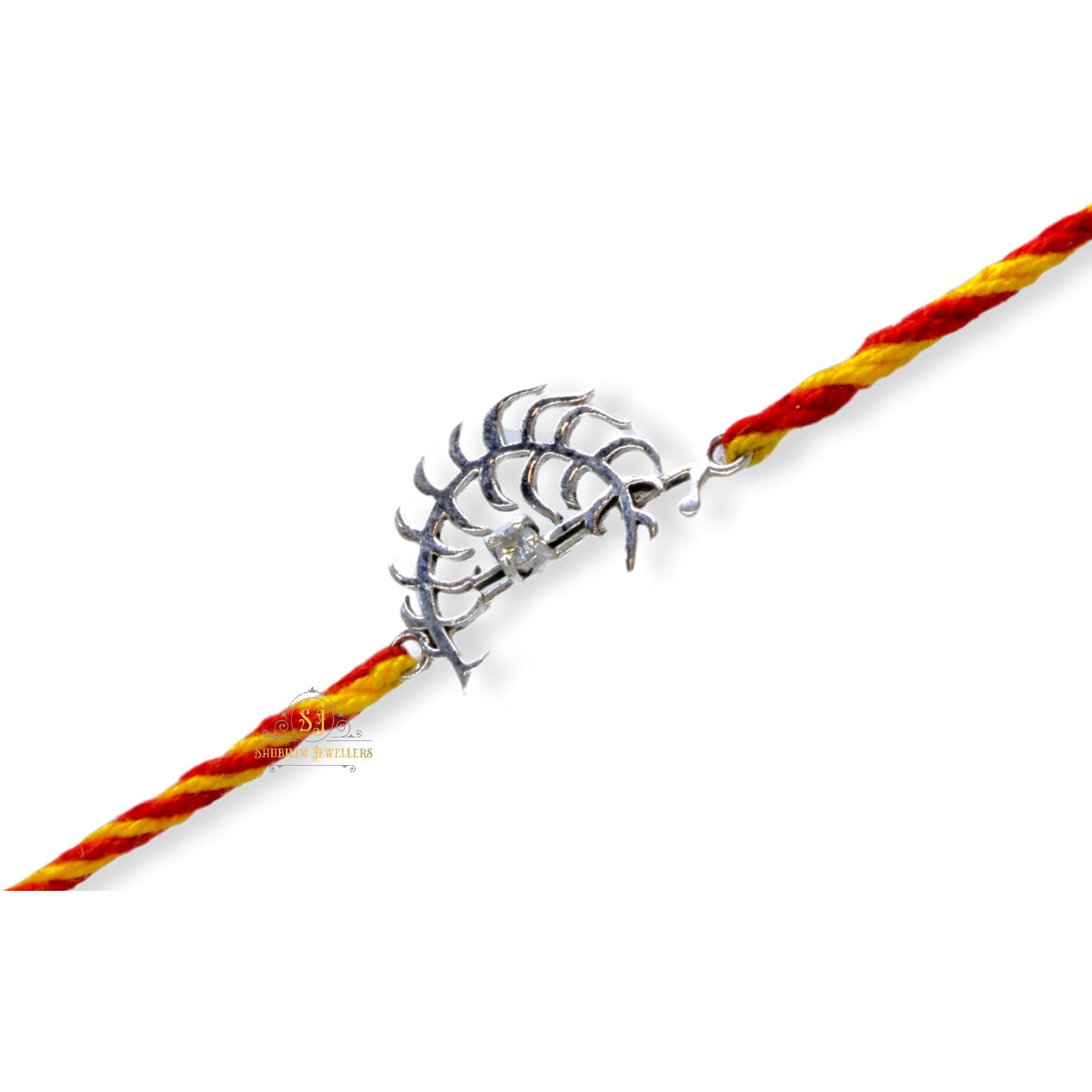Sj Shubham Jewellers Pure 925 Sterling Silver Rakhi For Brother Charm Bracelet Raksha Bandhan With Pure Cotton Thread For Men, Boys, Rakhis Vajra