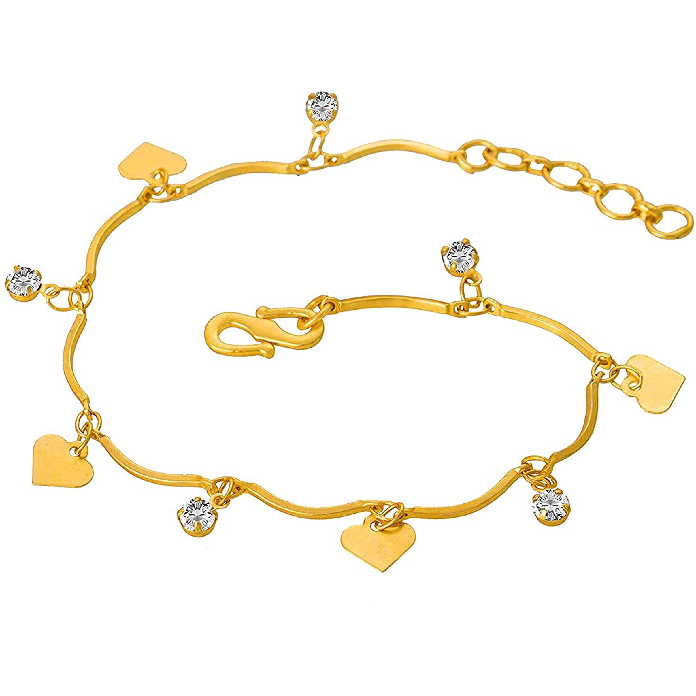 Jfl Unisex Adult - Jewellery For Less Combo Of One Gram Gold Plated Ganesha & Heart Design Adjustable Rakhi Bracelet For Bhaiya Bhabhi Couple,Valentine