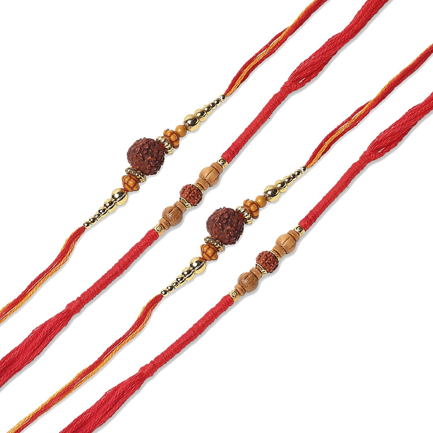 Young & Forever Gift Combo Of Rakhi Set For Men Rakhi For Brother Rakhi Set Rakhi Combo Bhaiya Rakhi Combo Rakhi Set Of 4 Rudraksha Sandalwood Chandan Rakhi