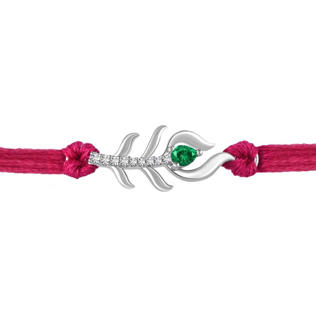 Rihi By P.C.Chandra 925 Sterling Silver Mayur Pankh Rakhi For Men & Boys