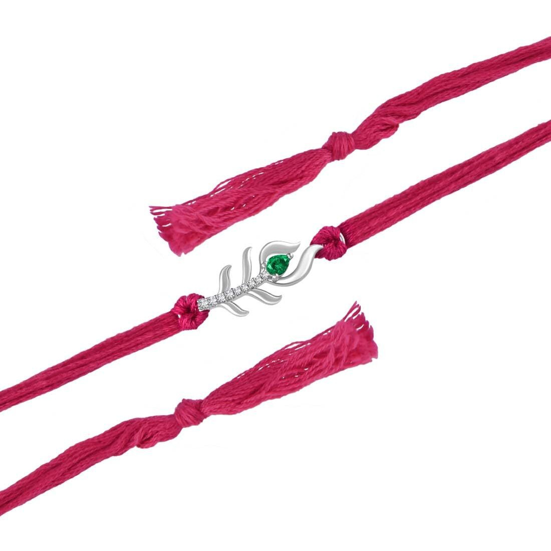 Rihi By P.C.Chandra 925 Sterling Silver Mayur Pankh Rakhi For Men & Boys
