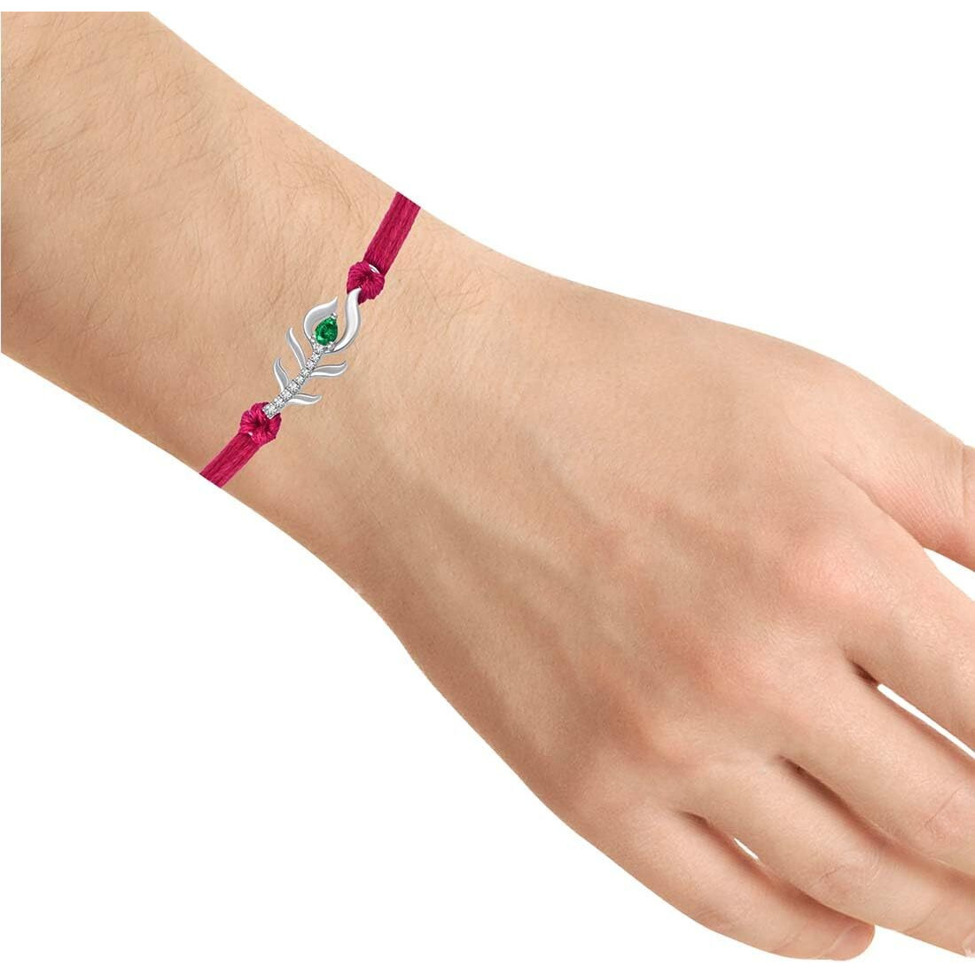 Rihi By P.C.Chandra 925 Sterling Silver Mayur Pankh Rakhi For Men & Boys