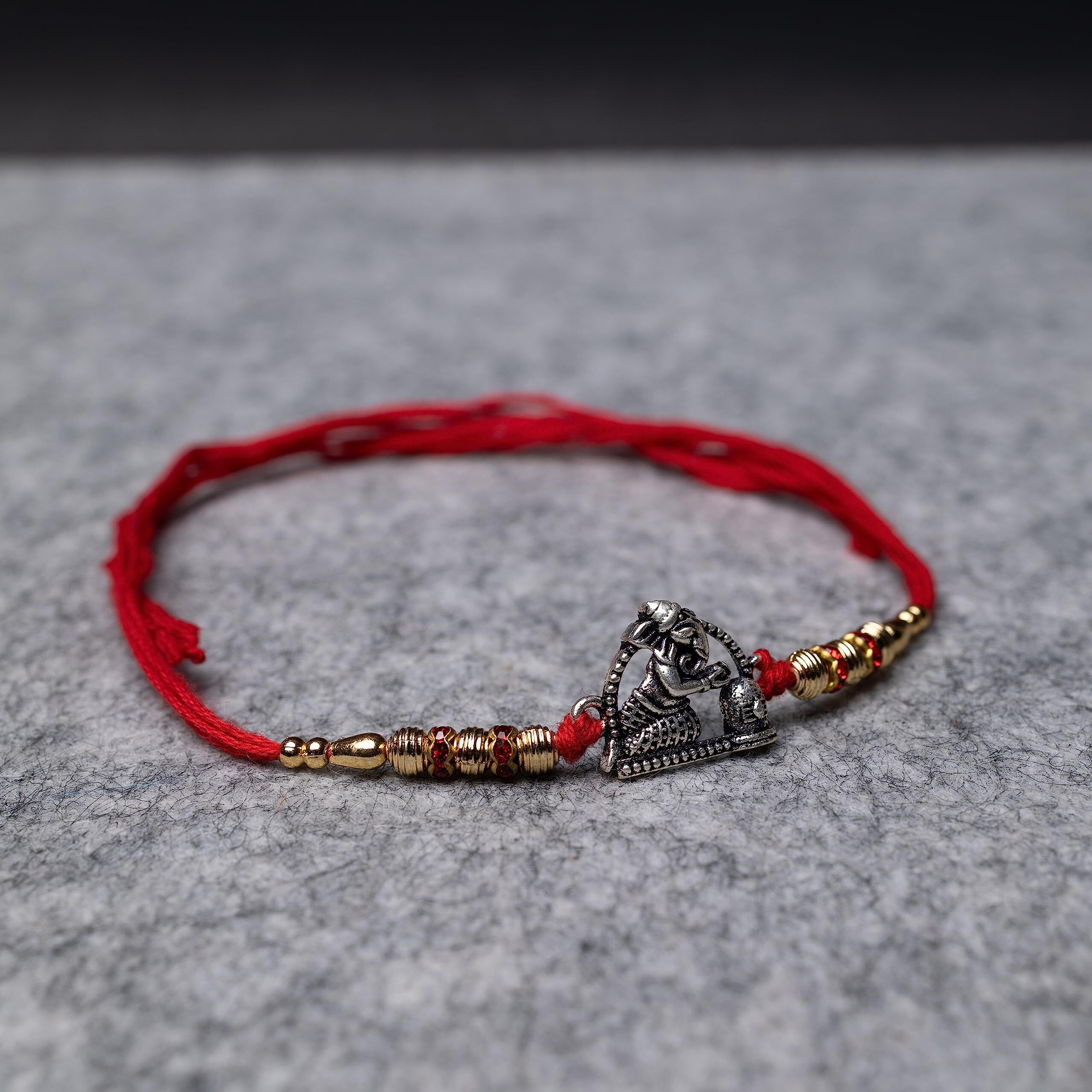 Hem Jewels Pure Silver Rakhi For Brother With Silver Motif And Cotton Thread | Silver Thread Rakhi For Men | Free Size | Design Style - Ganesh Shivling (Hrkh-D9)