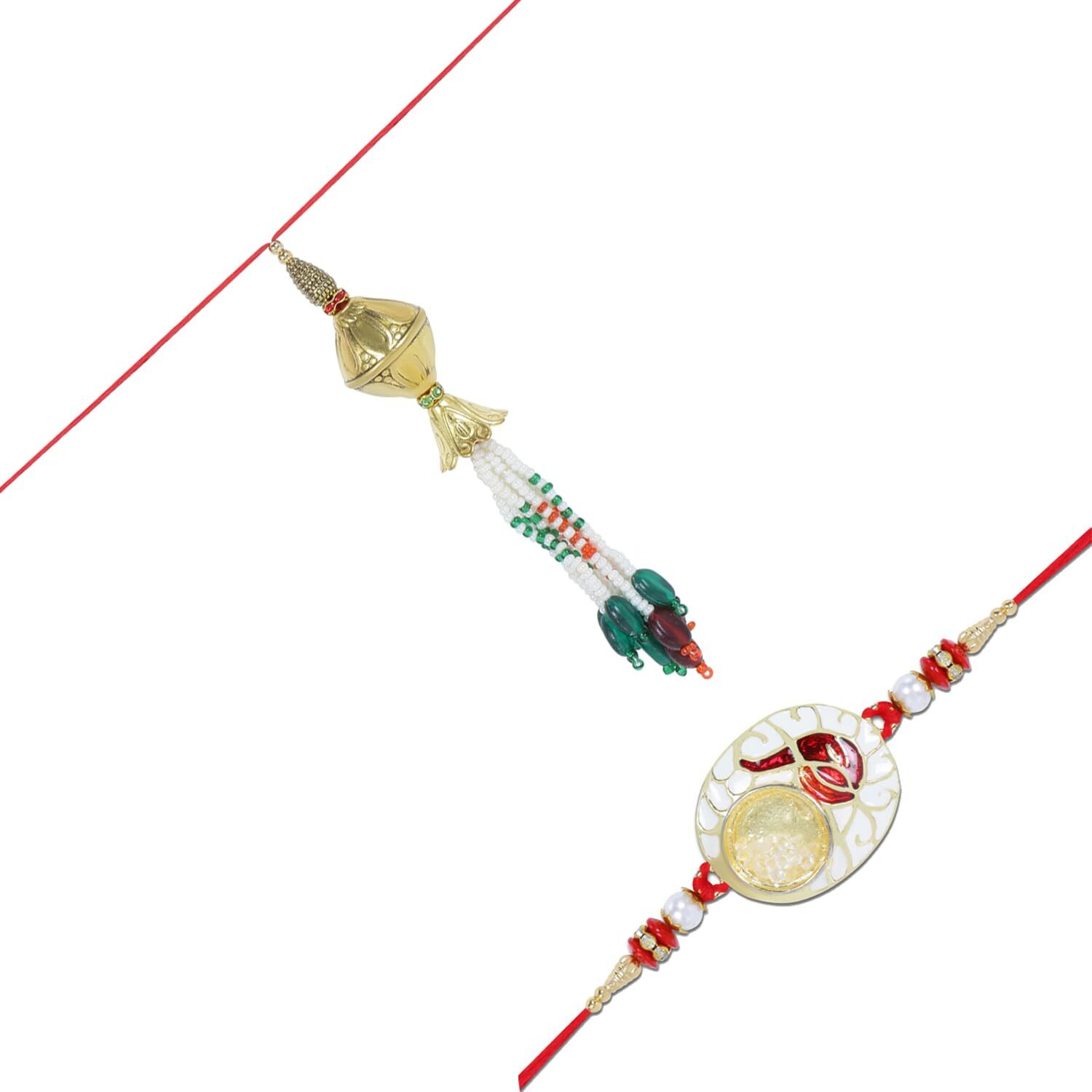 Young & Forever Gift Rakhi For Brother And Bhabhi Lumba Floral Rakhi Kundan Bracelet Rakhi For Bhaiya Bhabhi Raksha Bandhan Couple American Diamond Ganesha Rakhi Set Of 2